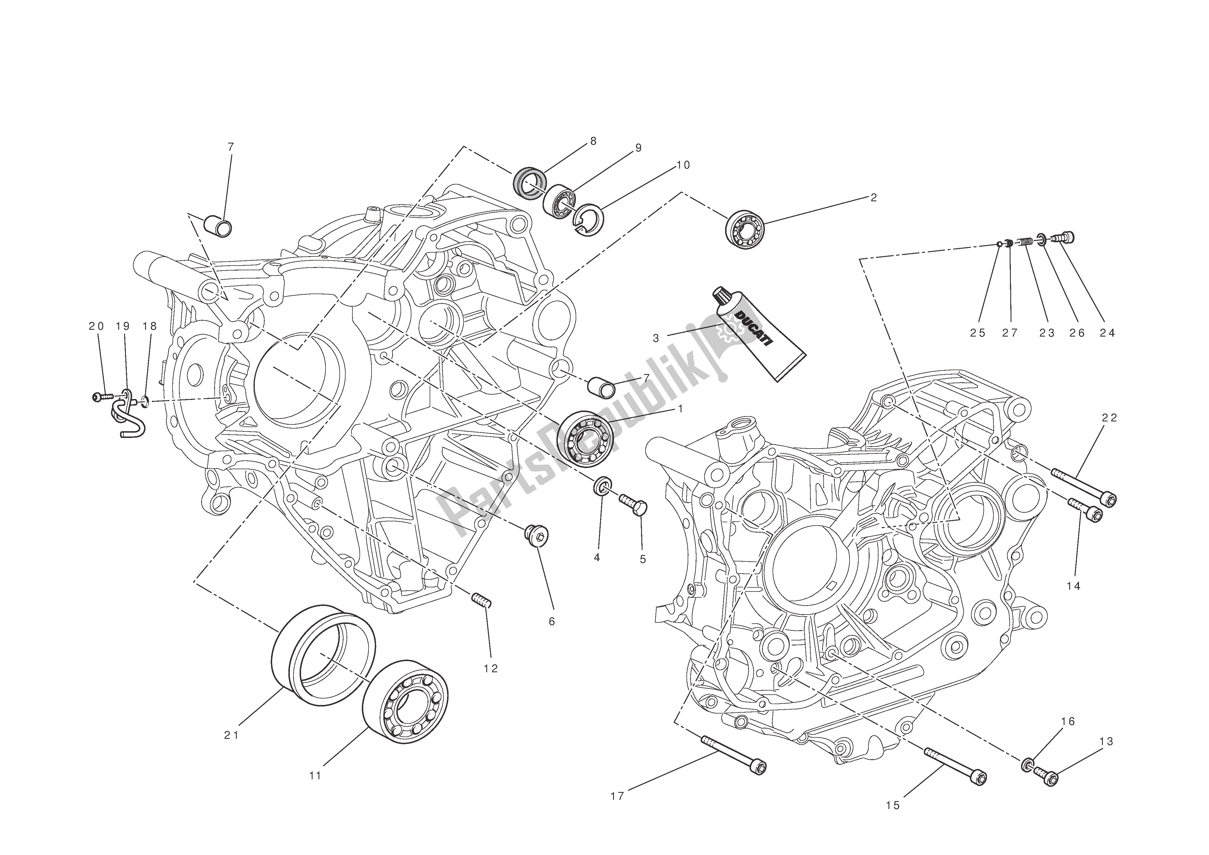 Tutte le parti per il Metà Del Carter del Ducati Diavel AMG 1200 2013