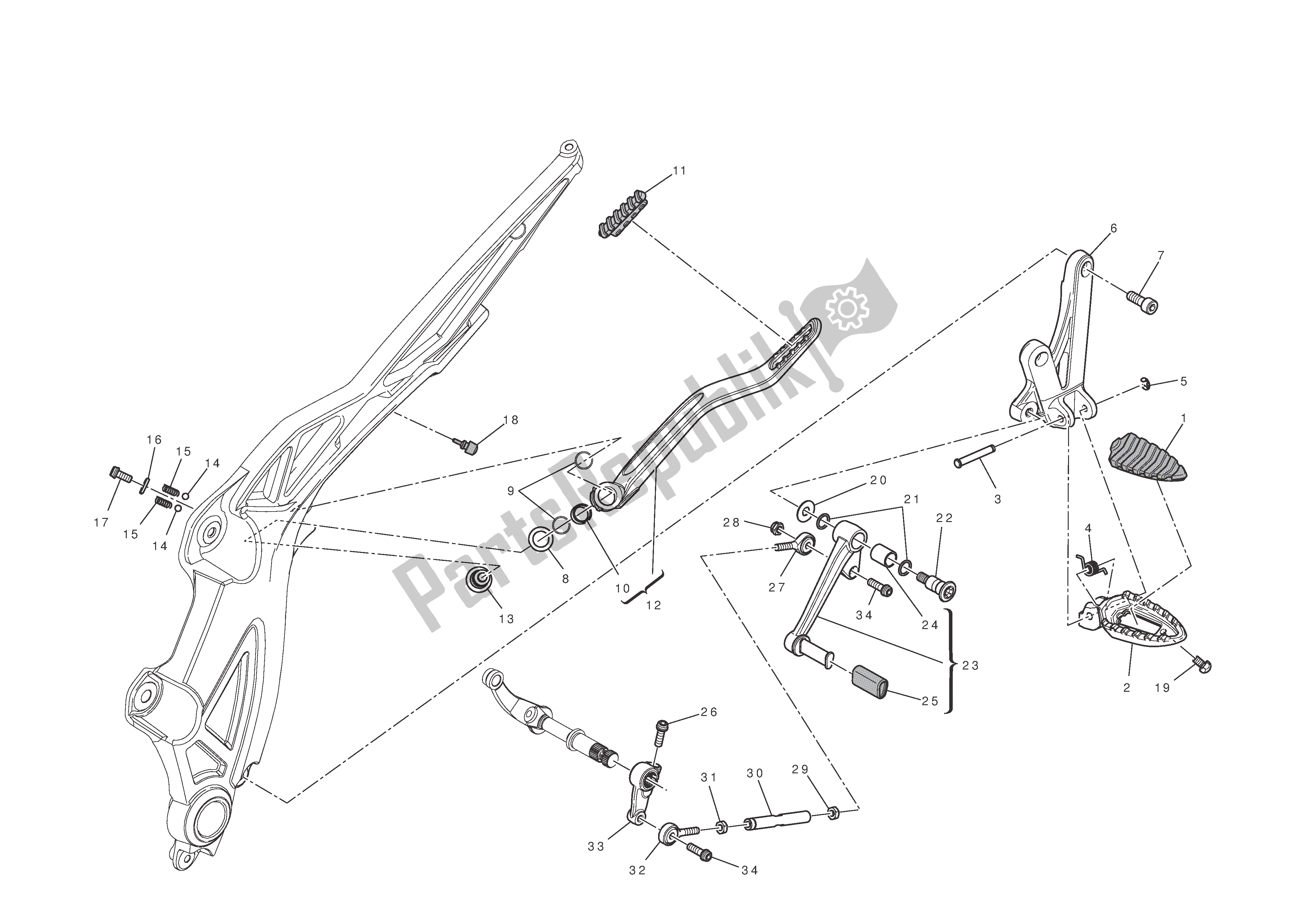 Todas las partes para L. H. Reposapiés de Ducati Diavel AMG 1200 2013