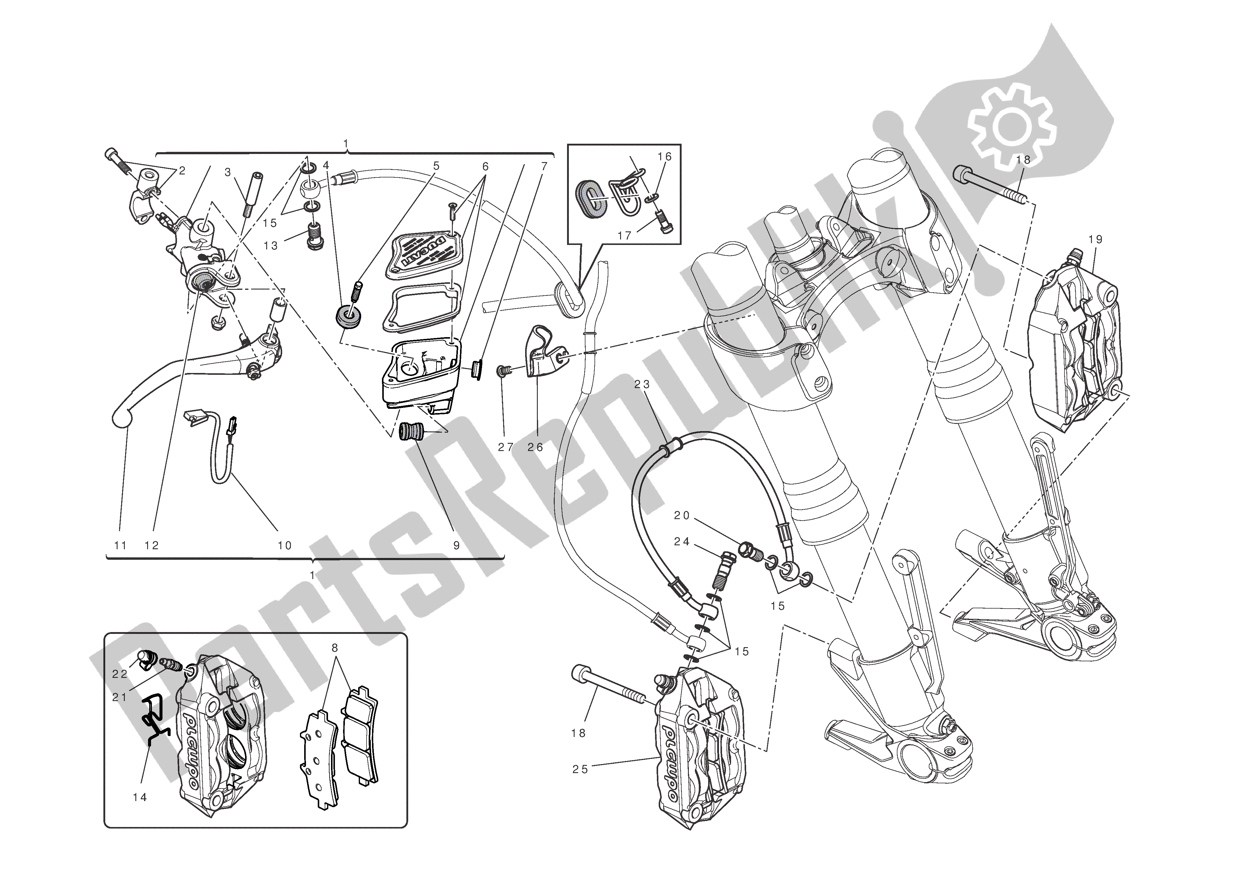 Todas las partes para Freno Frontal de Ducati Diavel AMG 1200 2013