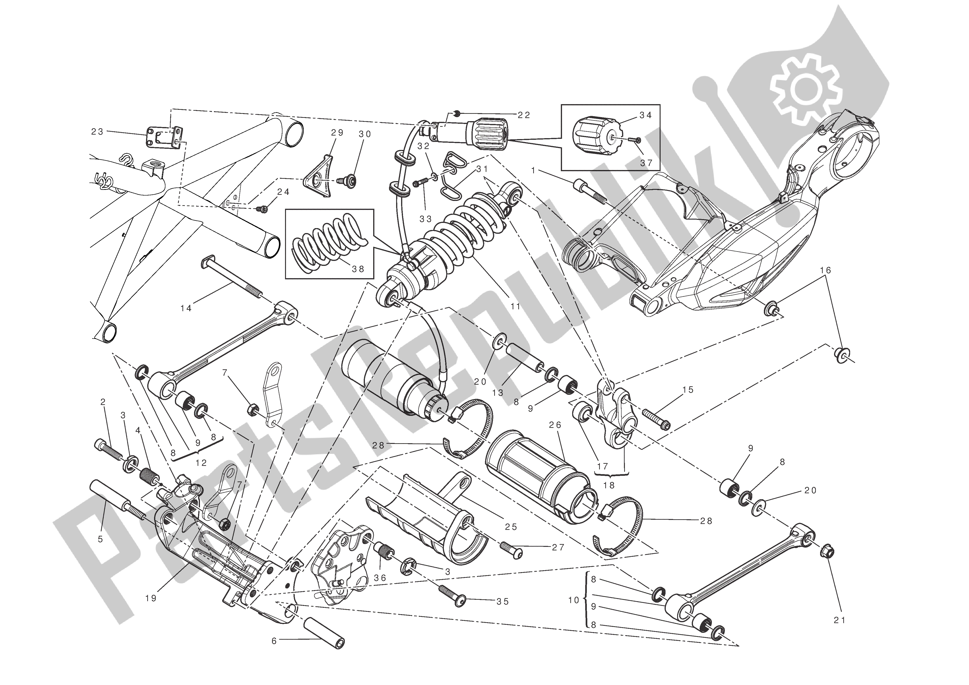 Todas las partes para Suspensión Trasera de Ducati Diavel AMG 1200 2013