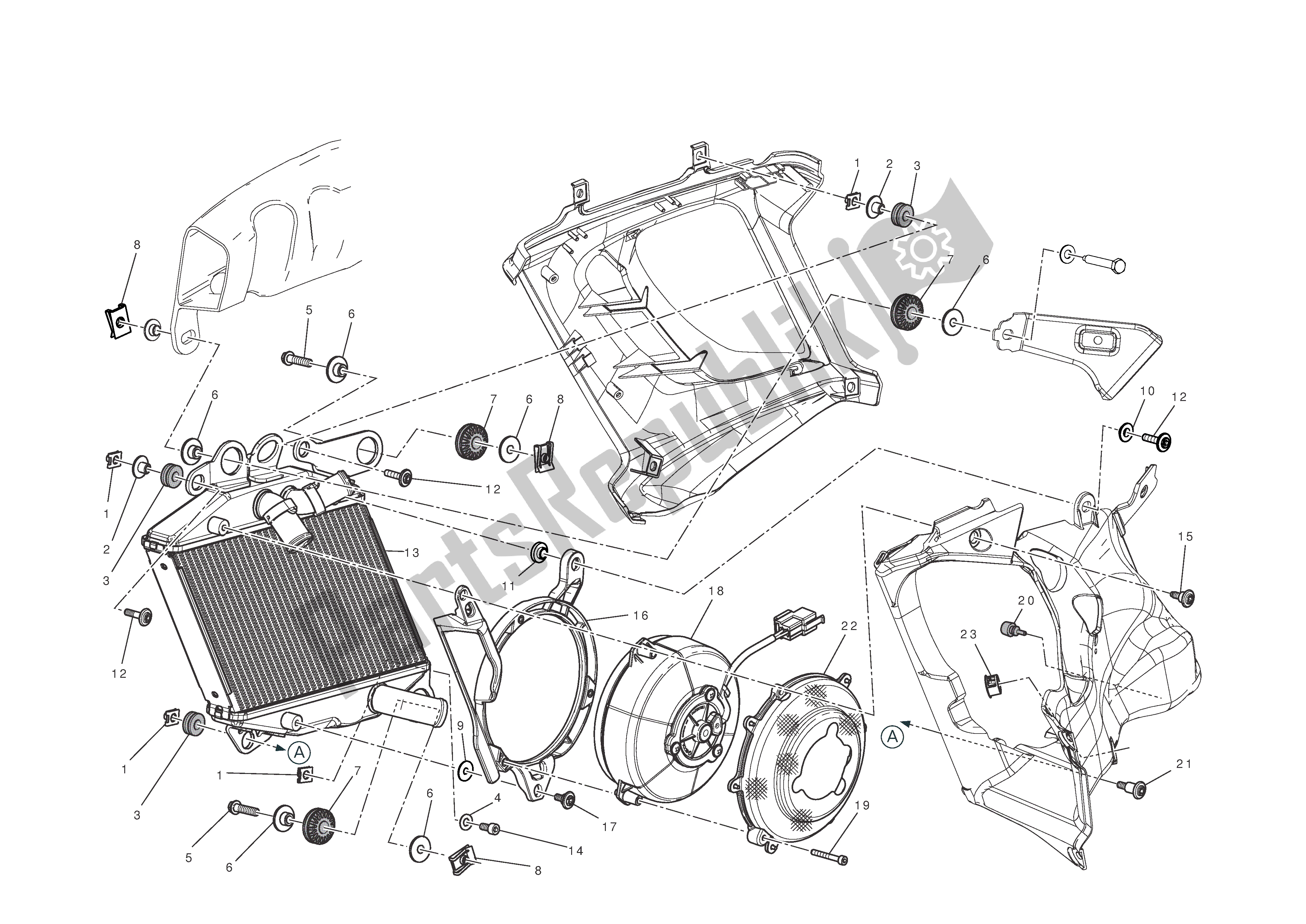 Todas las partes para Radiador (derecha) de Ducati Diavel AMG 1200 2013