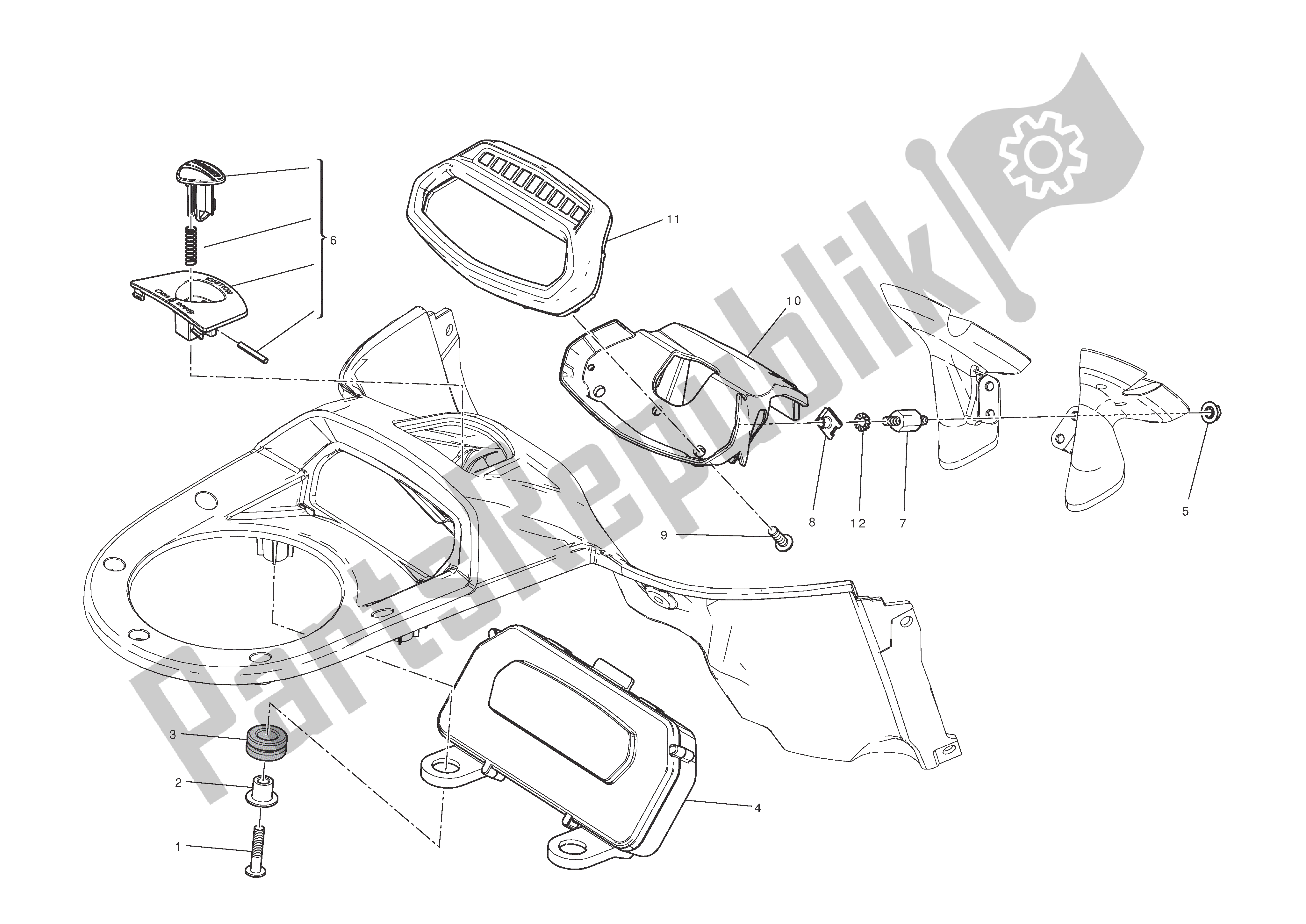 All parts for the Instrument Panel of the Ducati Diavel AMG 1200 2013