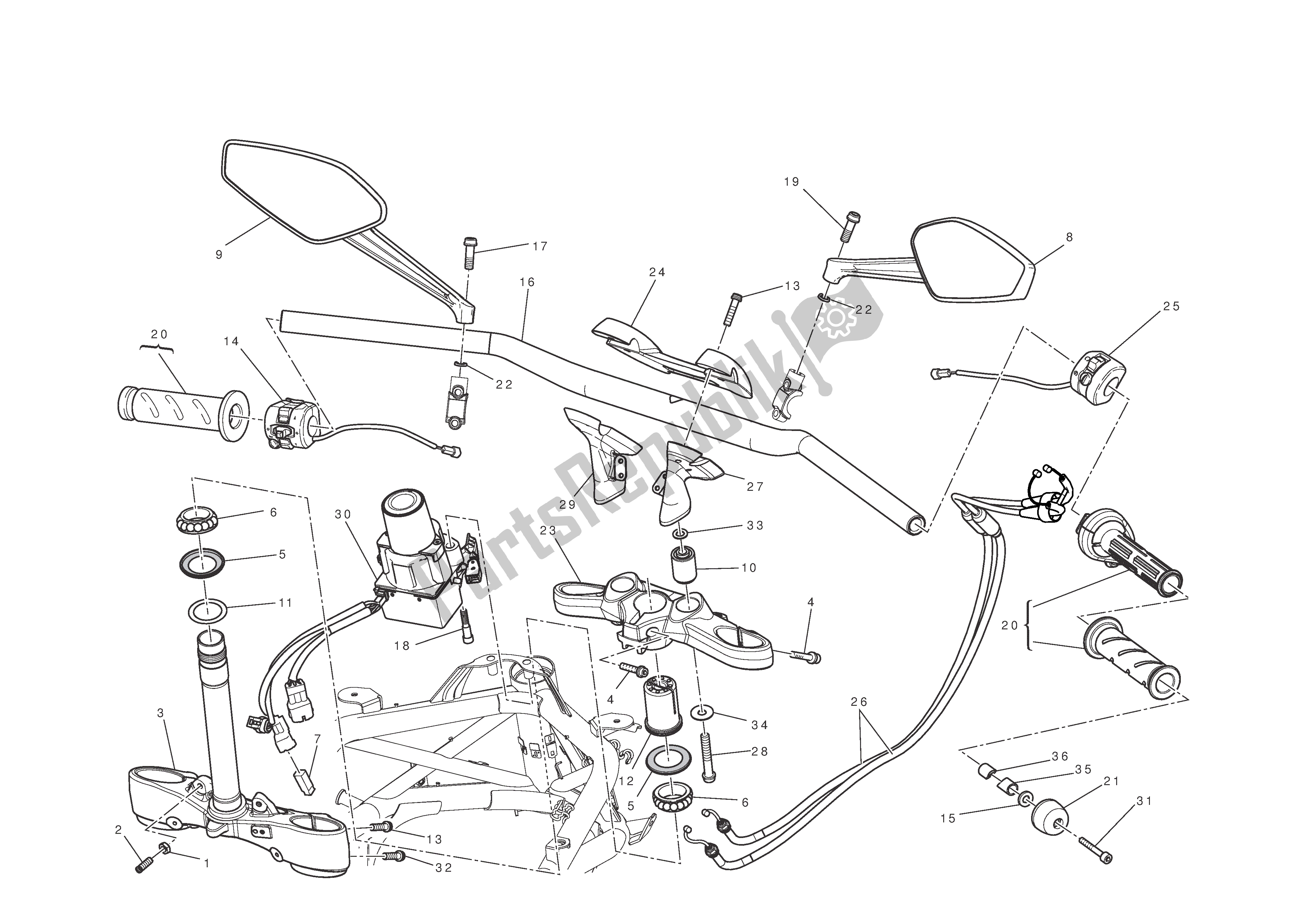 Todas las partes para Manillar Y Controles de Ducati Diavel AMG 1200 2013