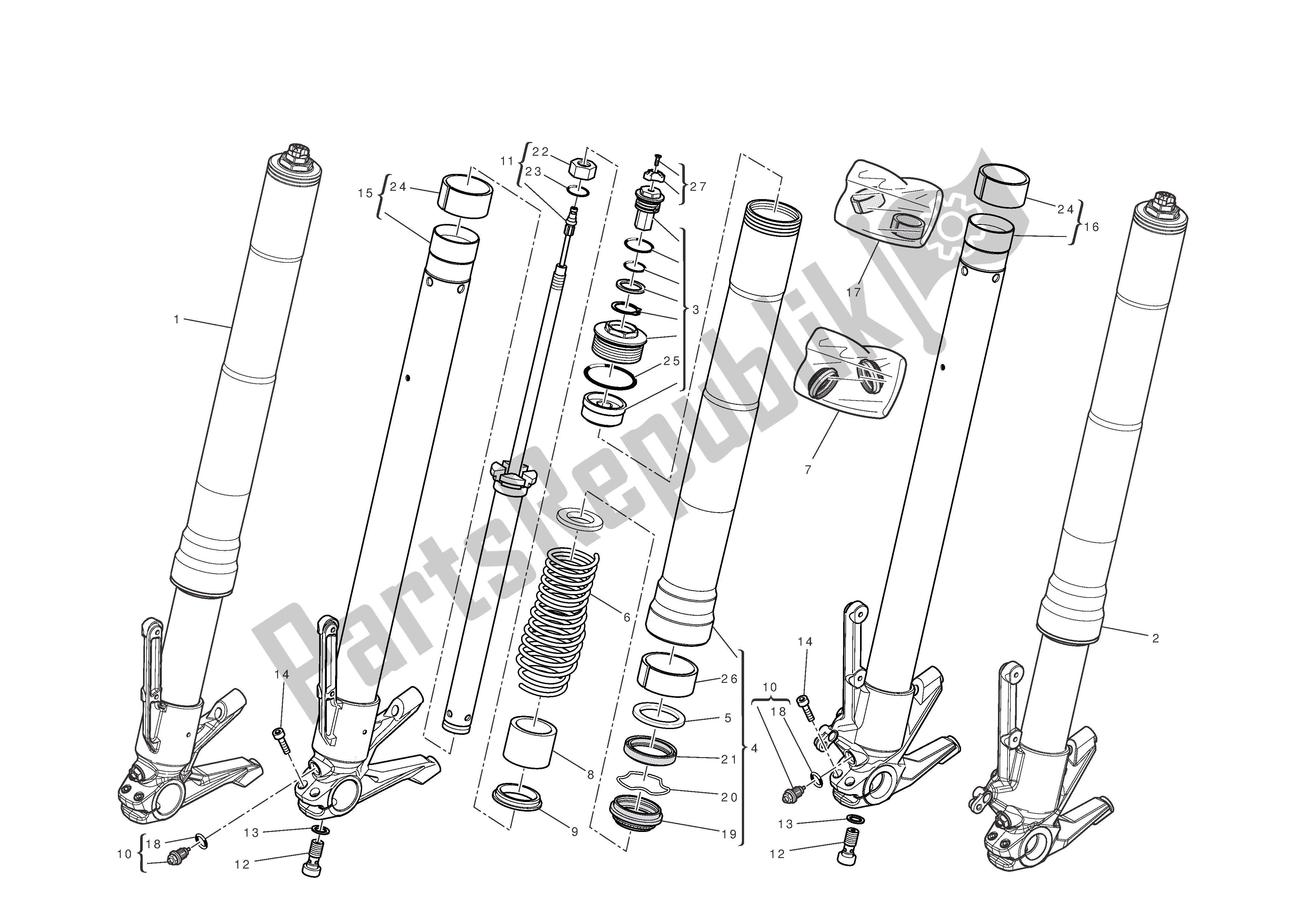 Todas las partes para Horquillas Delanteras de Ducati Diavel AMG 1200 2013