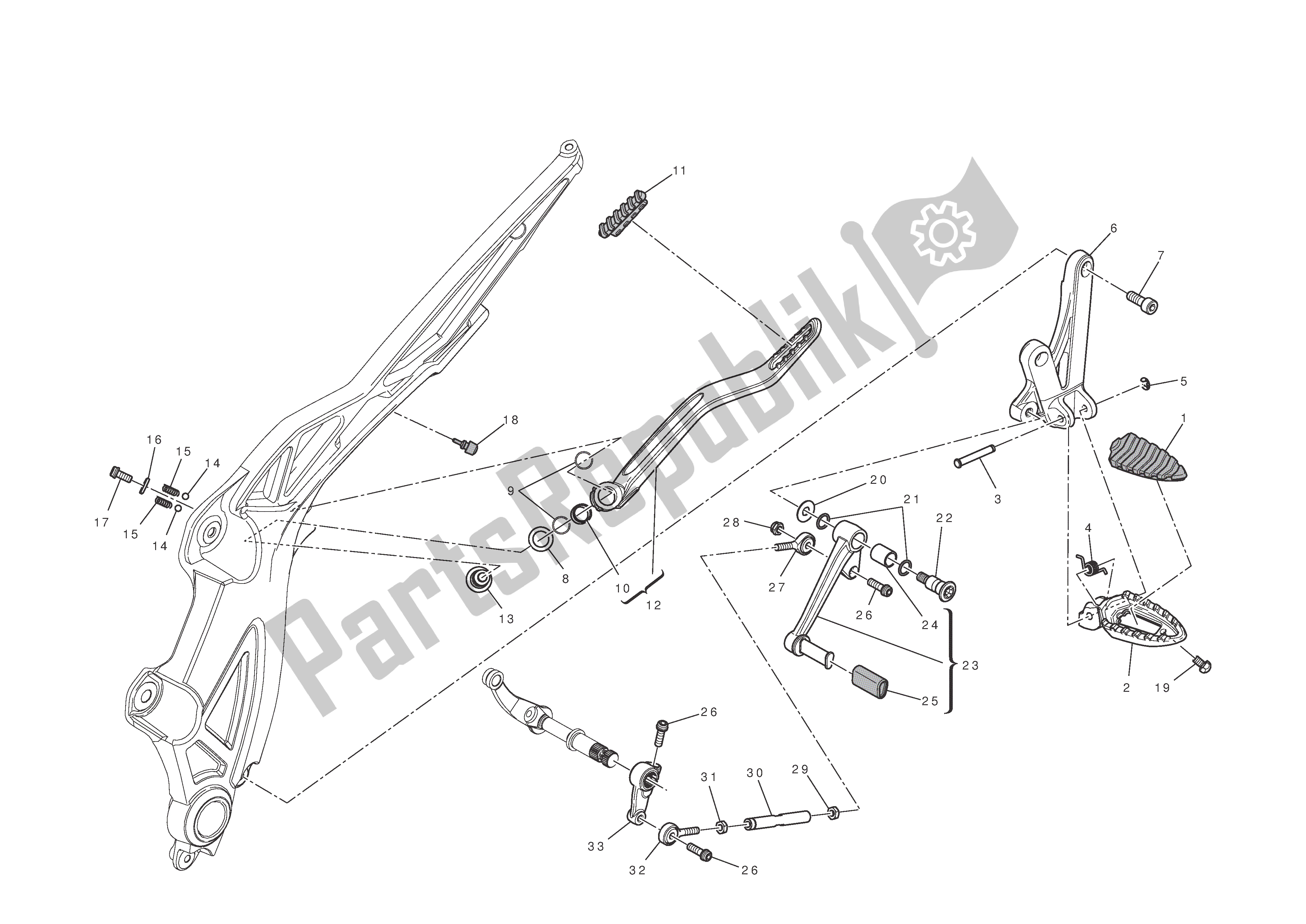 Tutte le parti per il L. H. Poggiapiedi del Ducati Diavel Carbon 1200 2011