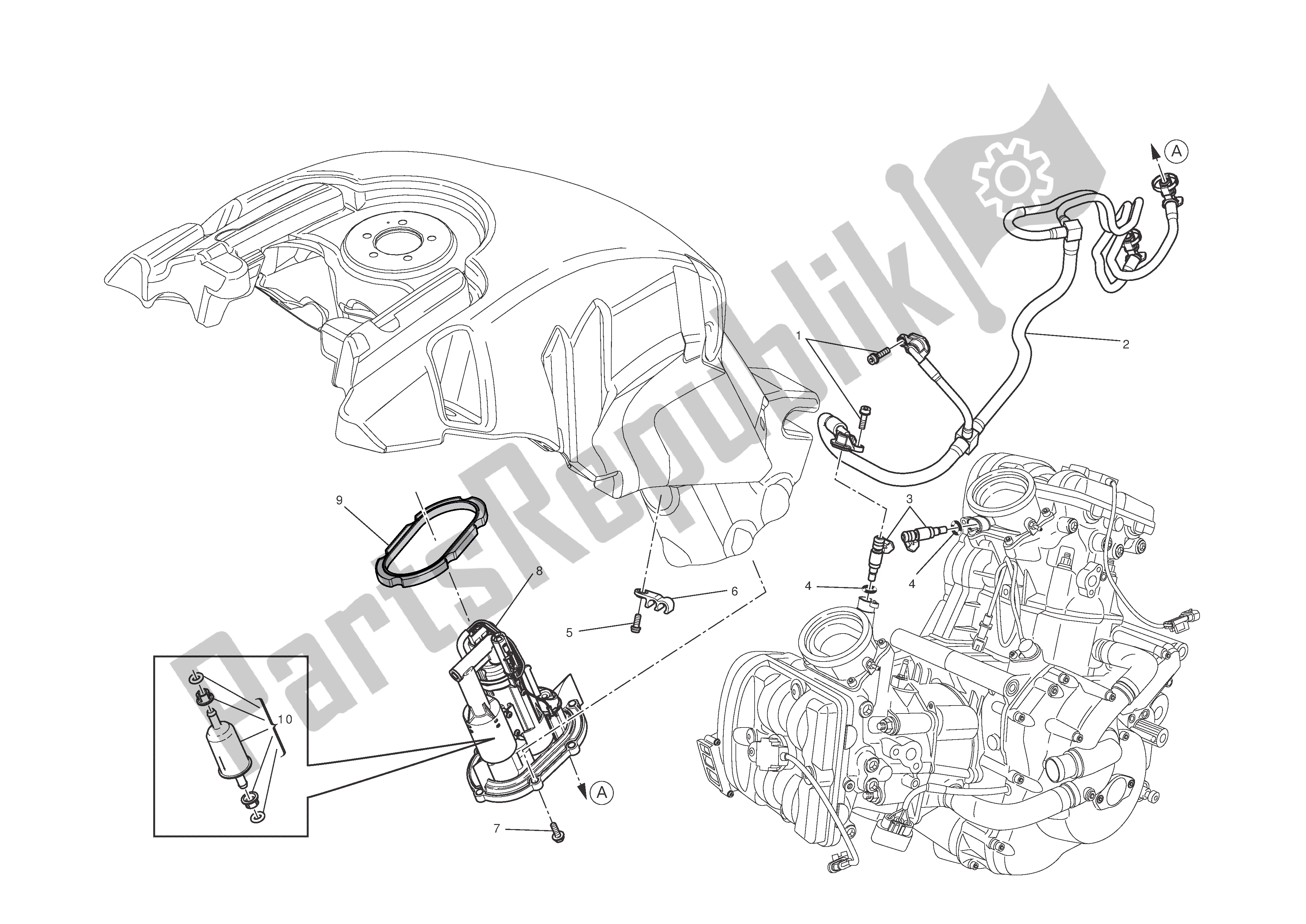 Tutte le parti per il Sistema Di Alimentazione Carburante del Ducati Diavel Carbon 1200 2011