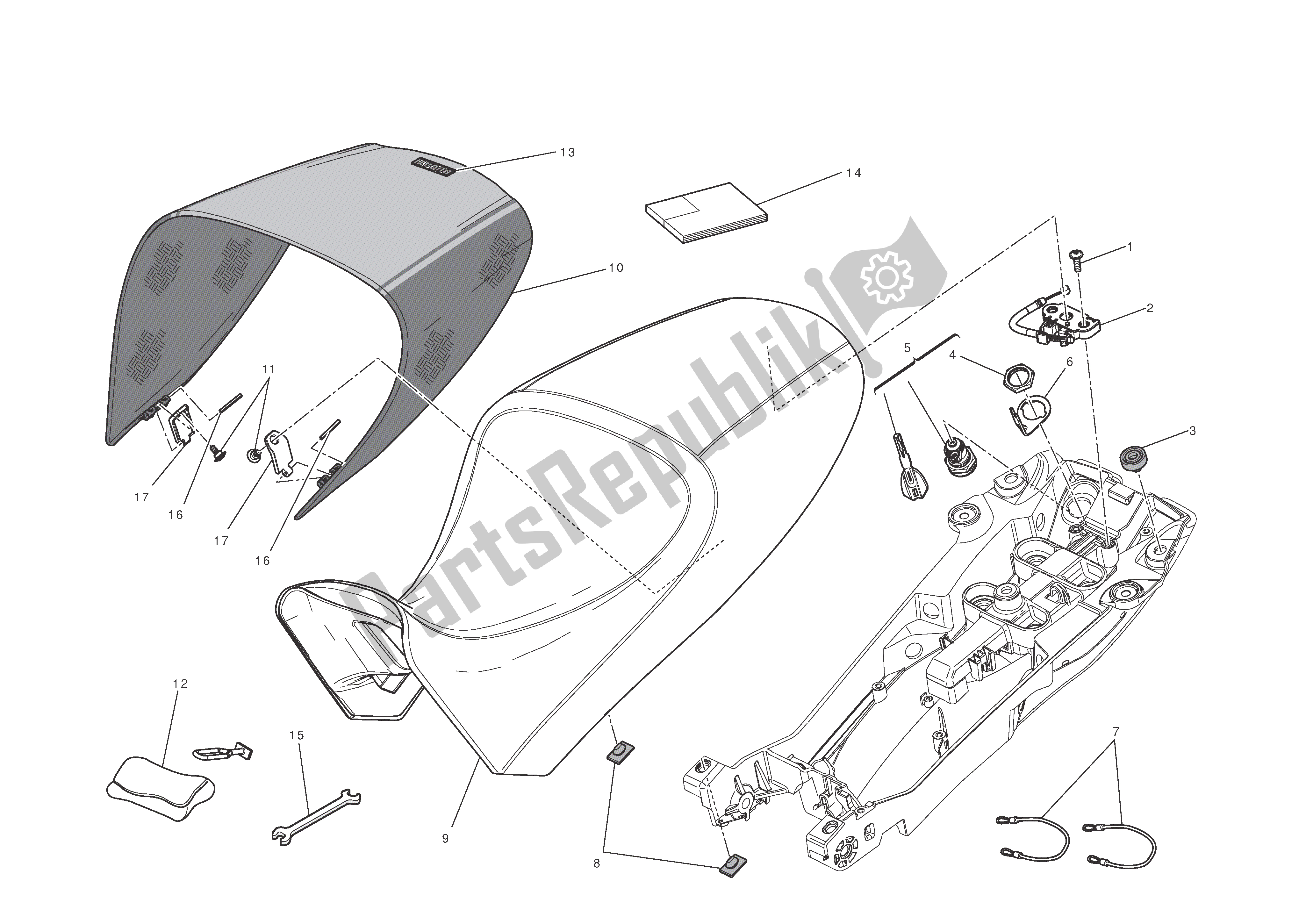 Alle onderdelen voor de Stoel van de Ducati Diavel Carbon 1200 2011