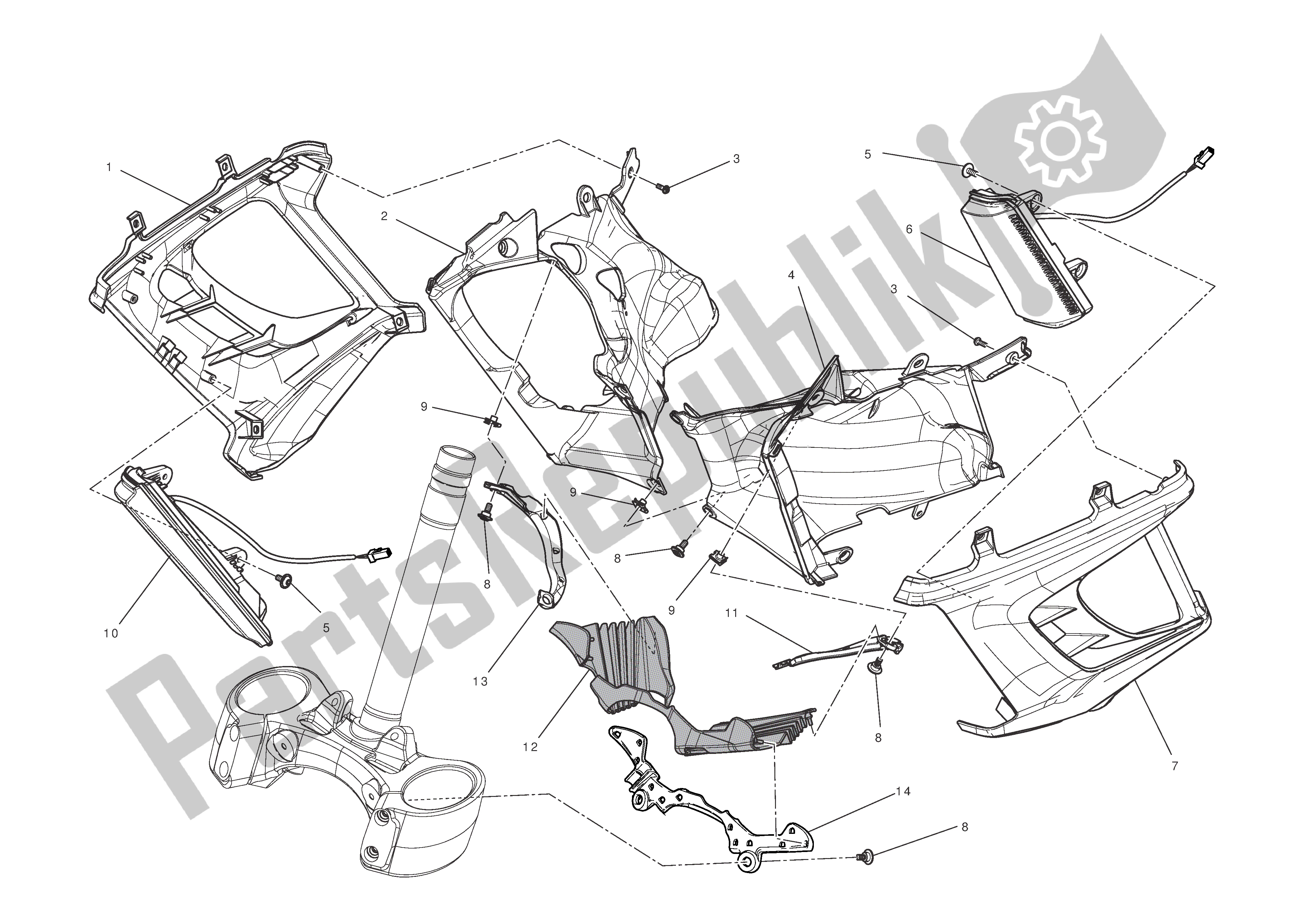 Alle onderdelen voor de Halve Kuip van de Ducati Diavel Carbon 1200 2011