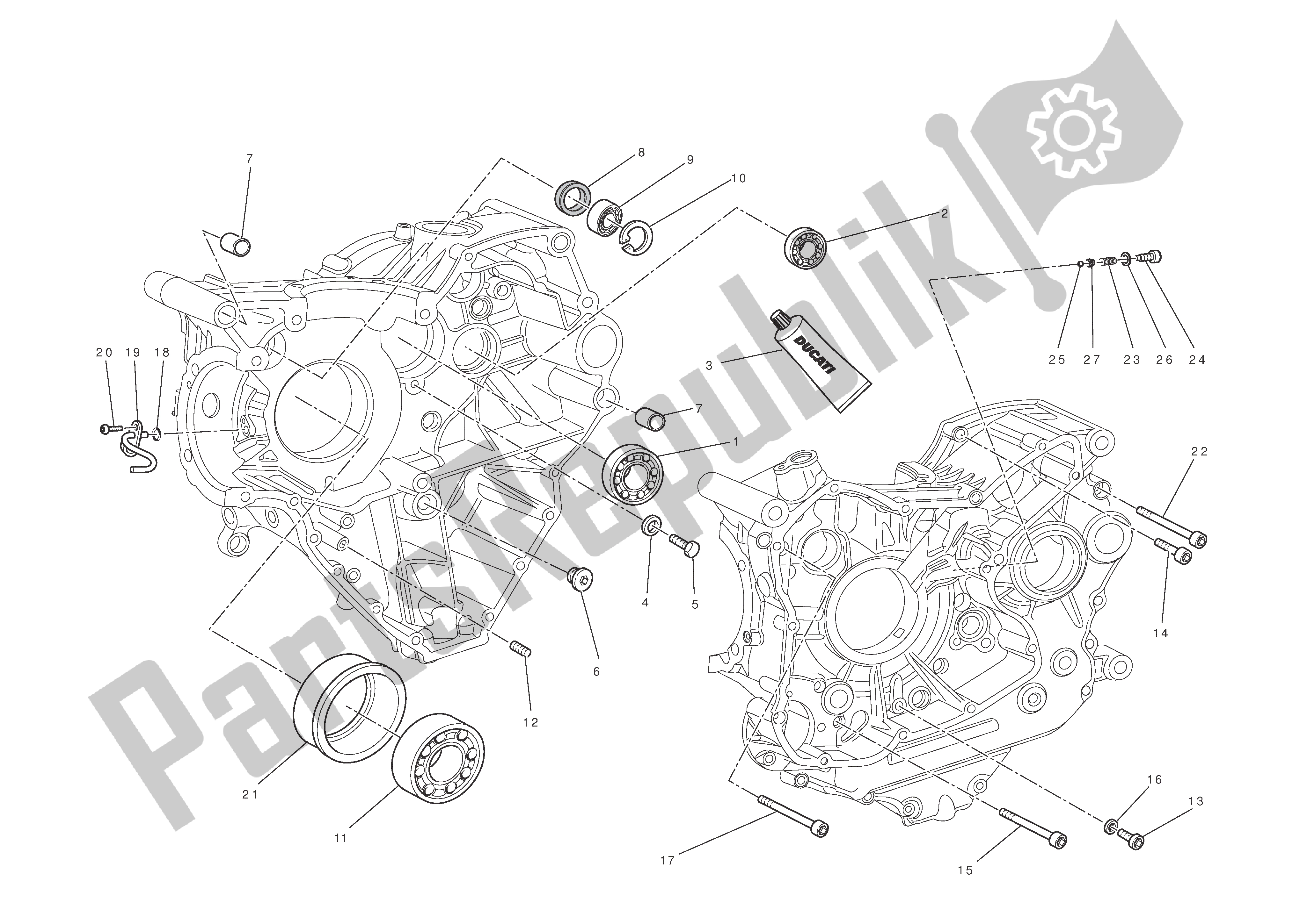 Tutte le parti per il Metà Del Carter del Ducati Diavel Carbon 1200 2011