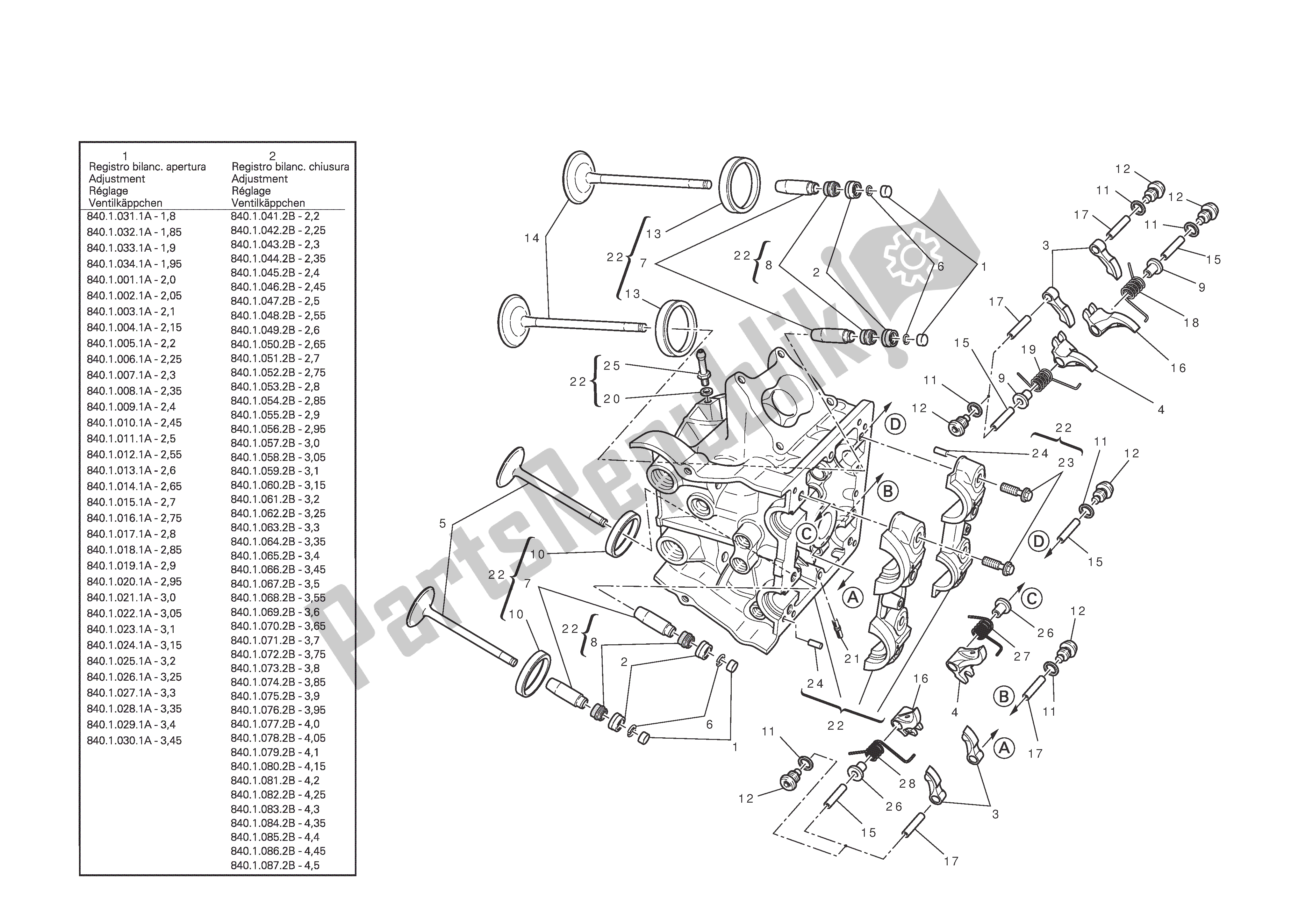 Tutte le parti per il Testata Orizzontale del Ducati Diavel Carbon 1200 2011