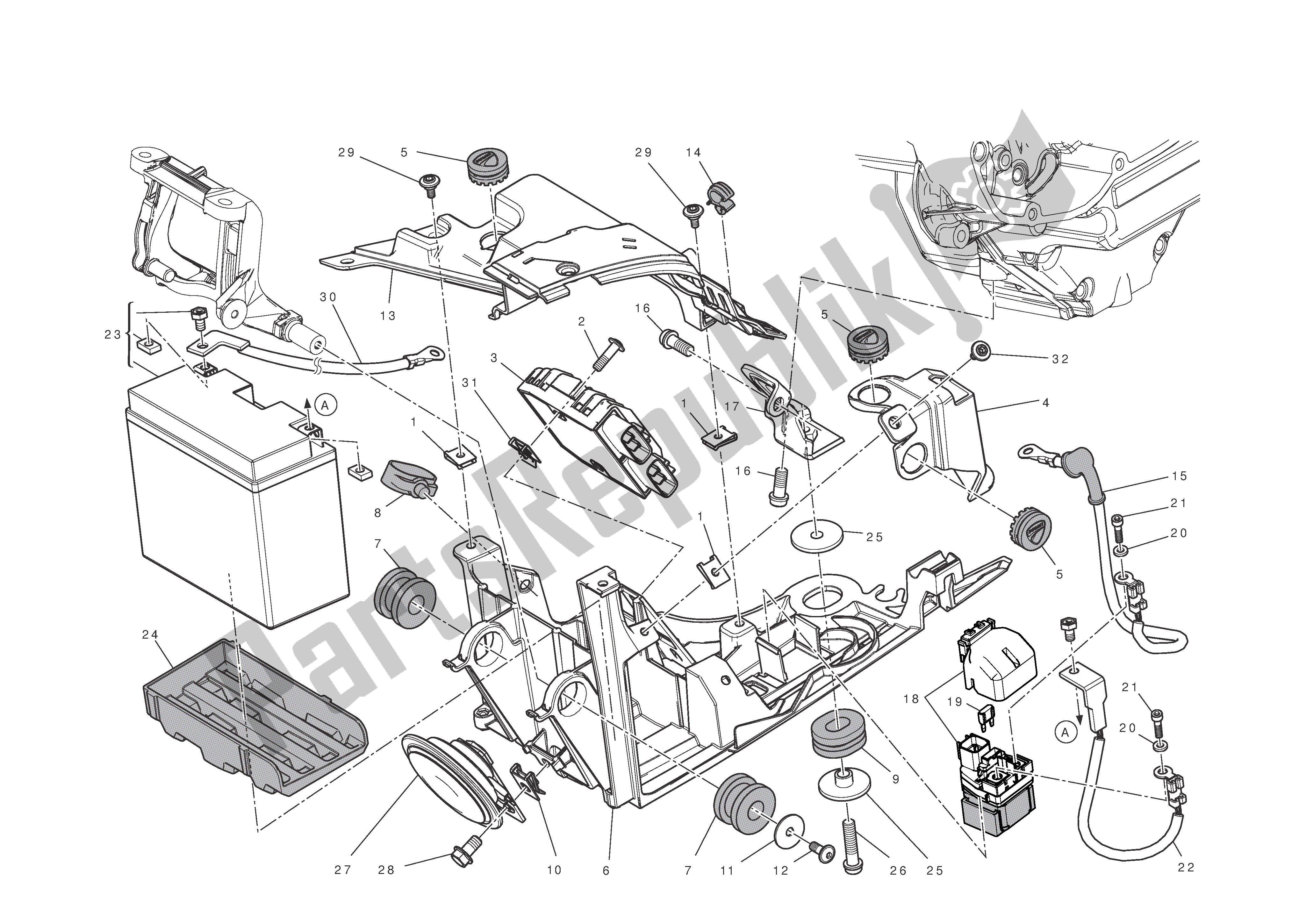 Tutte le parti per il Supporto Batteria del Ducati Diavel Carbon 1200 2011