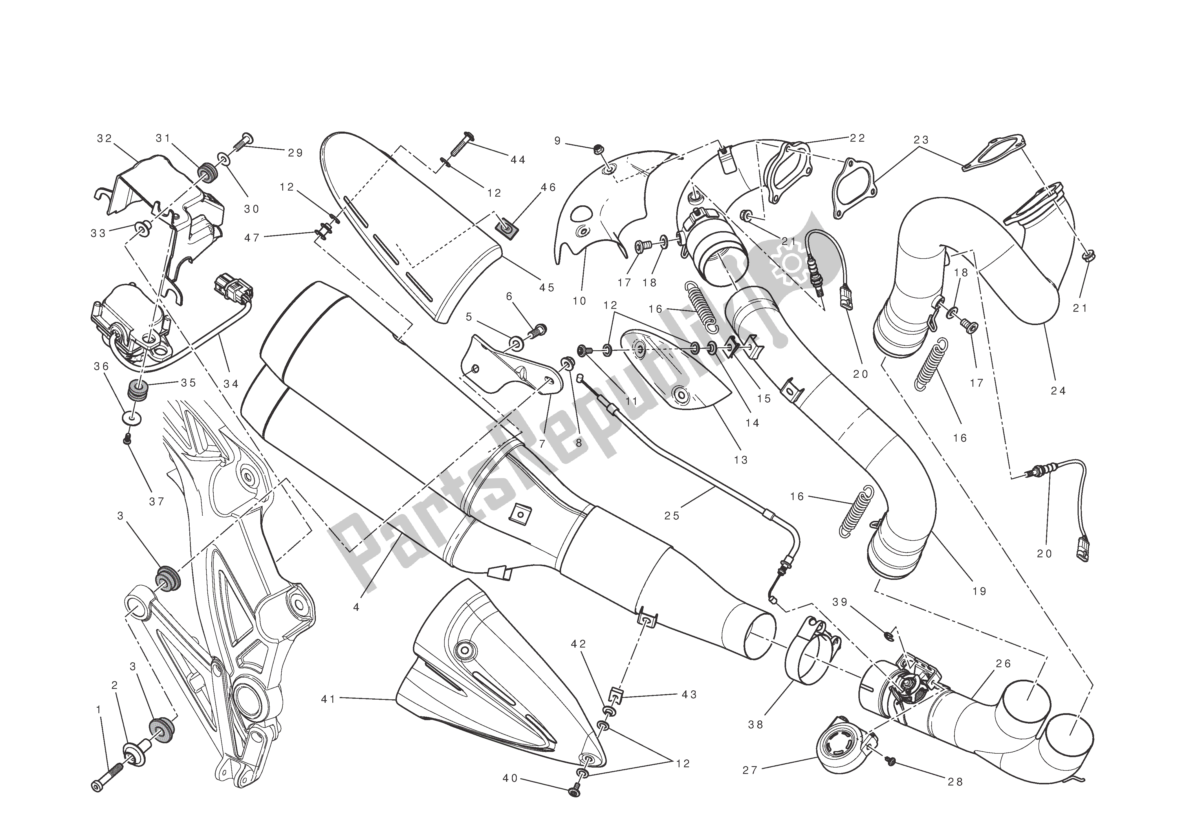 Todas las partes para Sistema De Escape de Ducati Diavel Carbon 1200 2011