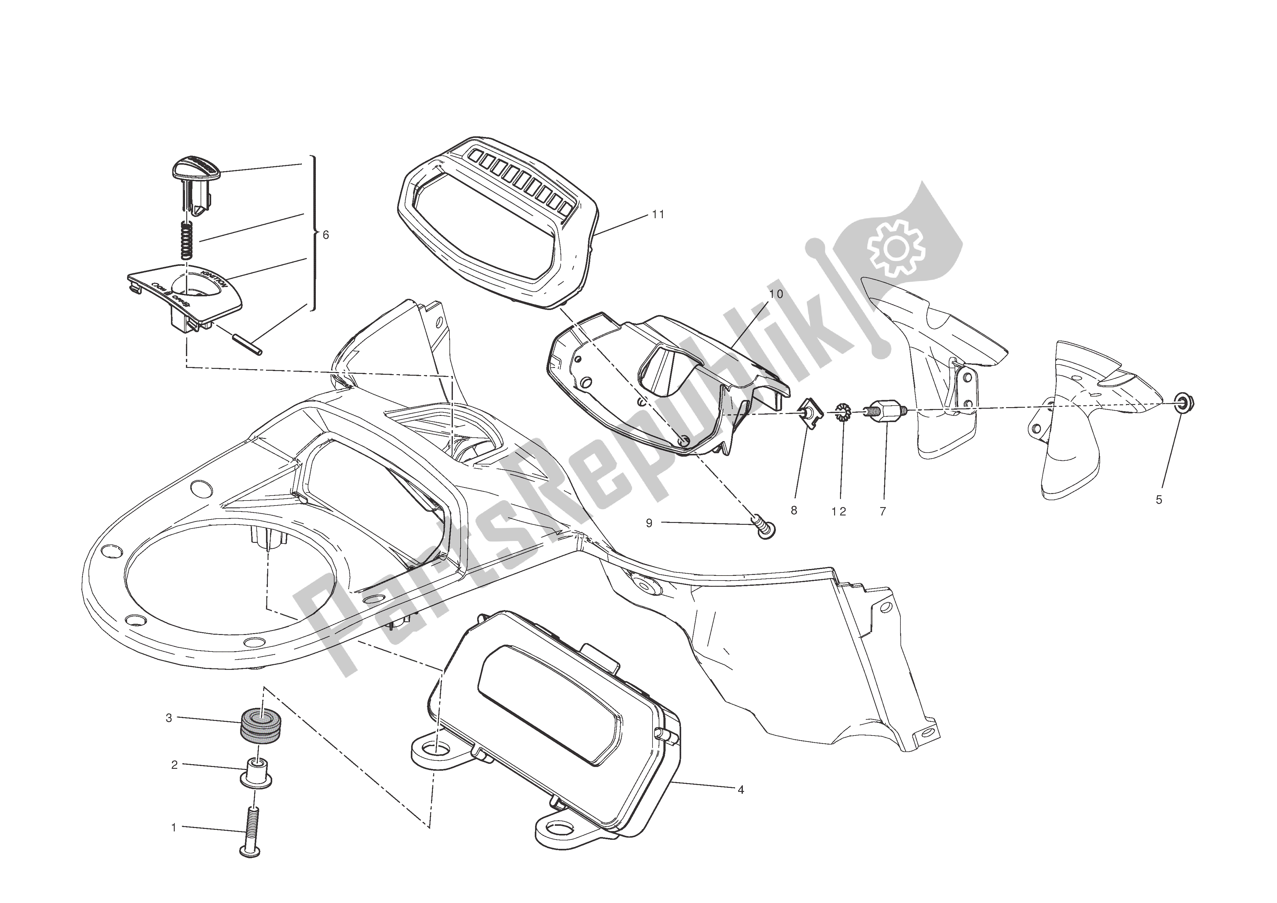 Tutte le parti per il Pannello Degli Strumenti del Ducati Diavel Carbon 1200 2011