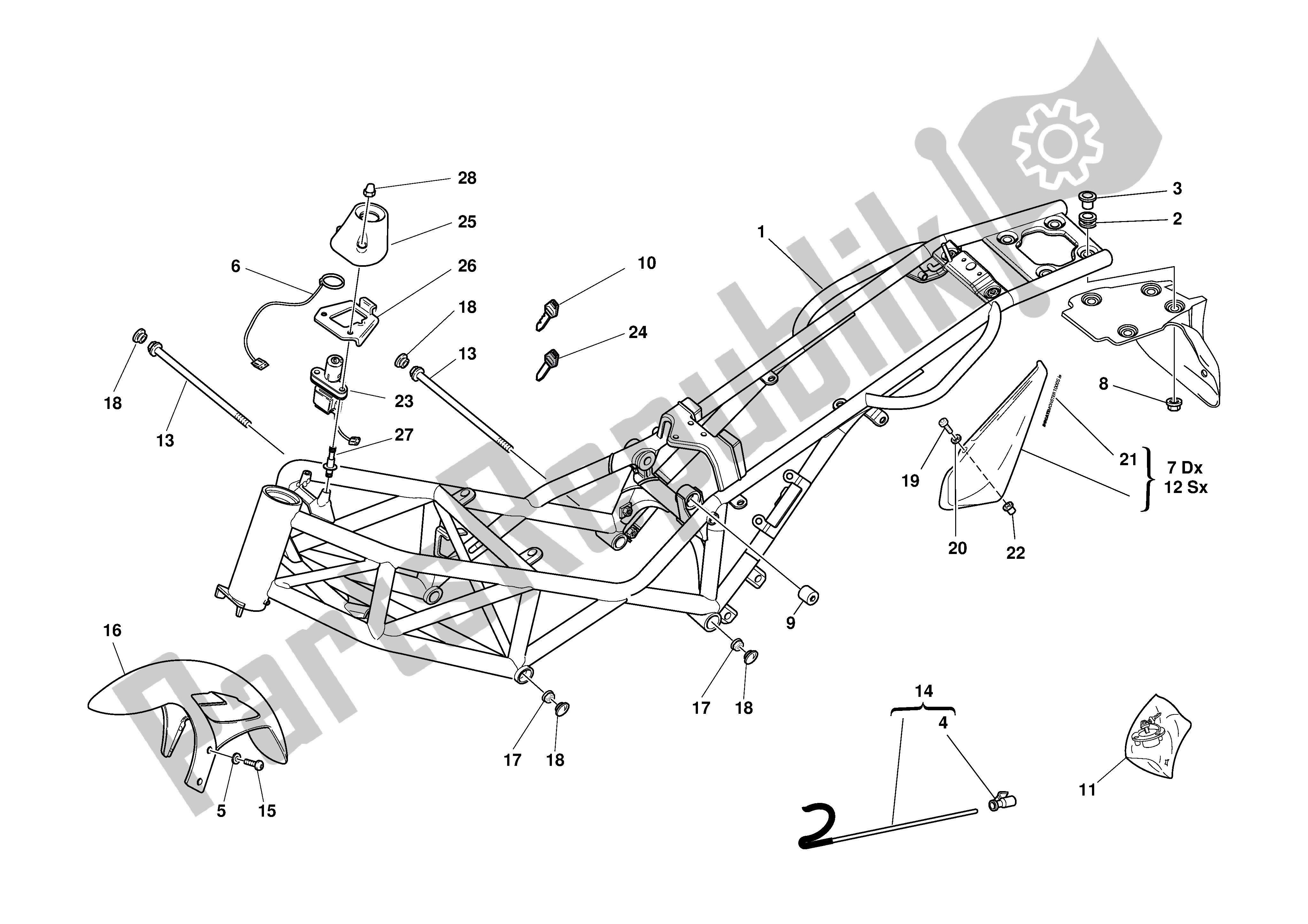 Todas las partes para Marco de Ducati Monster S 1000 2003