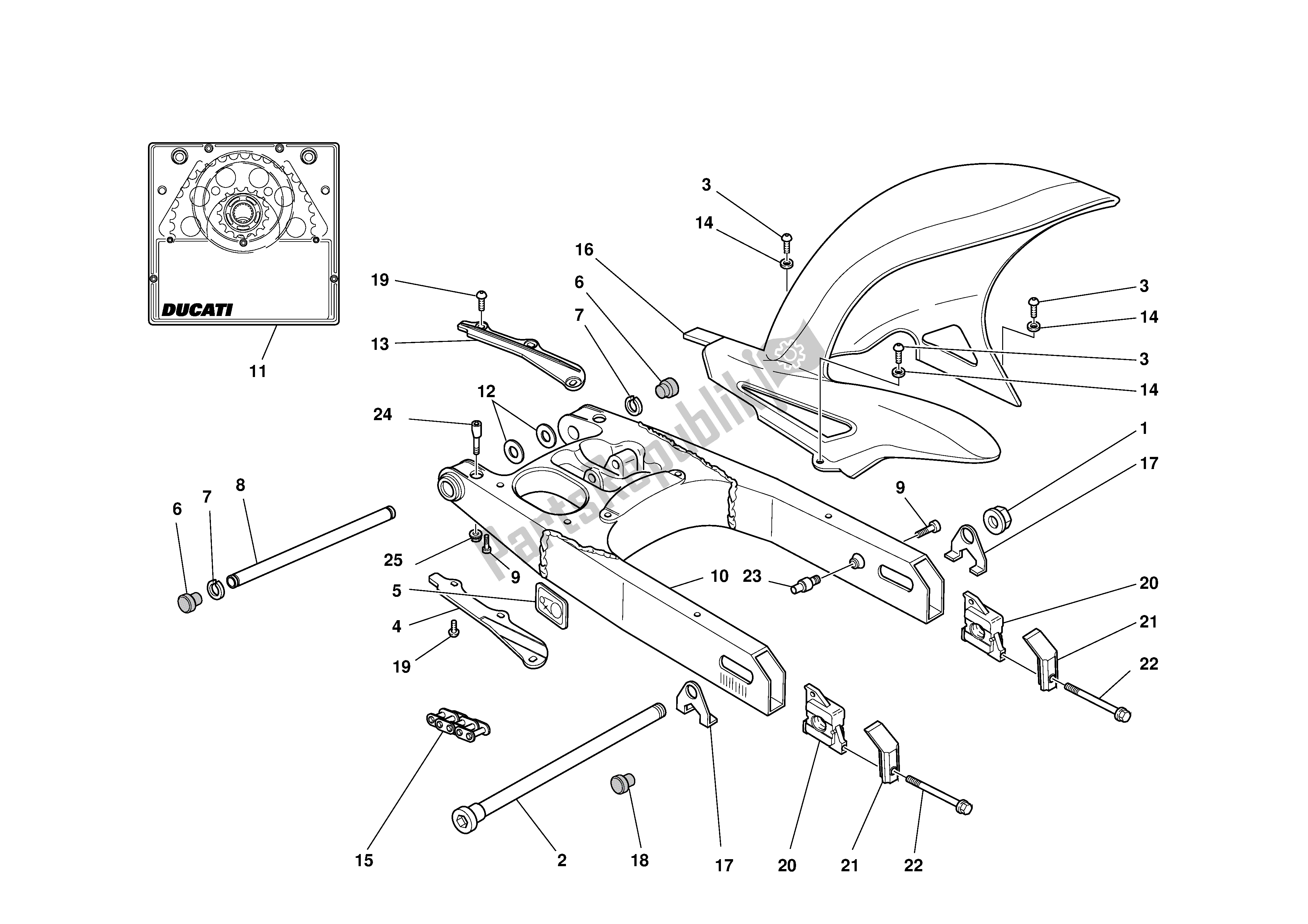 Todas las partes para Basculante Y Cadena de Ducati Monster S 1000 2003