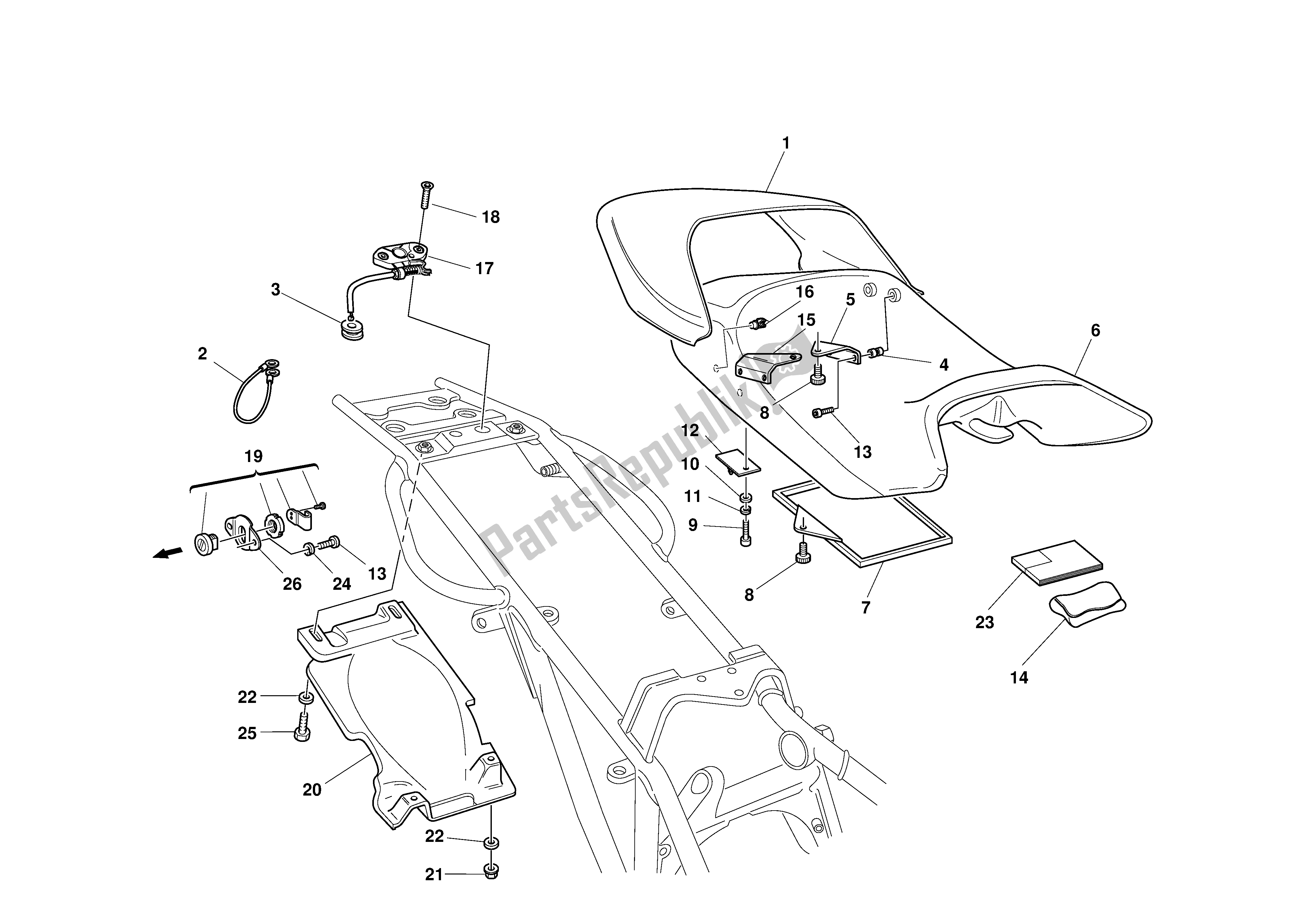 Alle onderdelen voor de Stoel van de Ducati Monster S 1000 2003