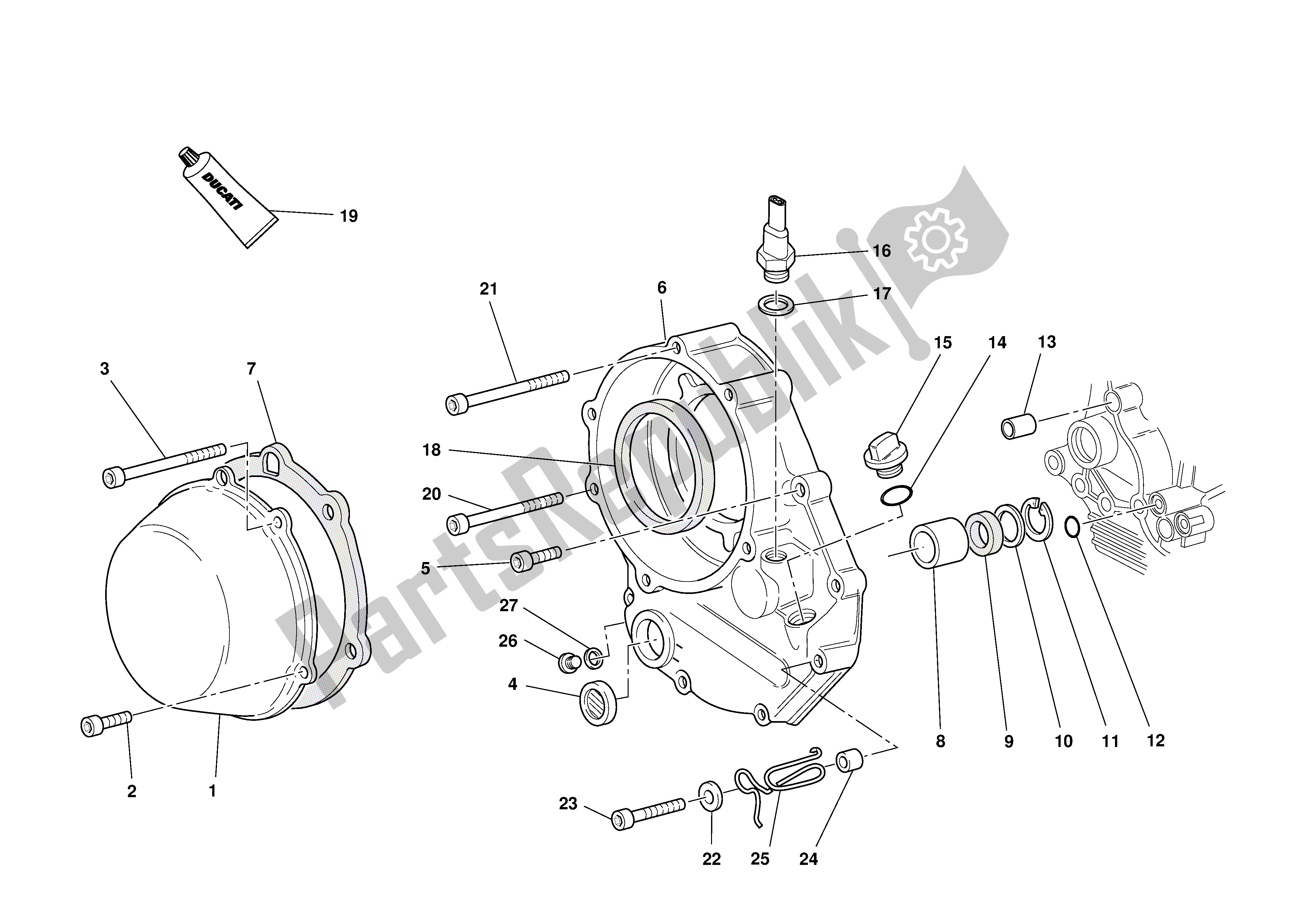 Alle onderdelen voor de Koppelingsdeksel van de Ducati Monster S 1000 2003