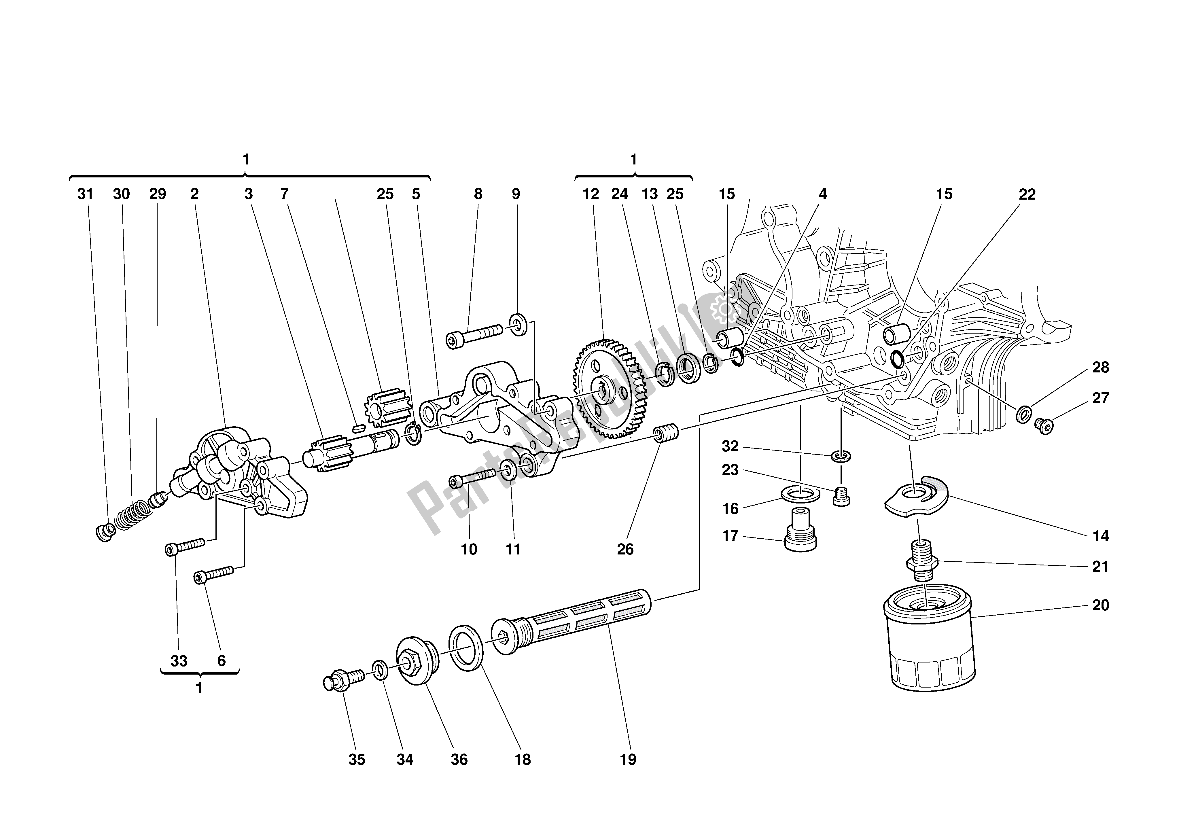 Alle onderdelen voor de Filters En Oliepomp van de Ducati Monster S 1000 2003