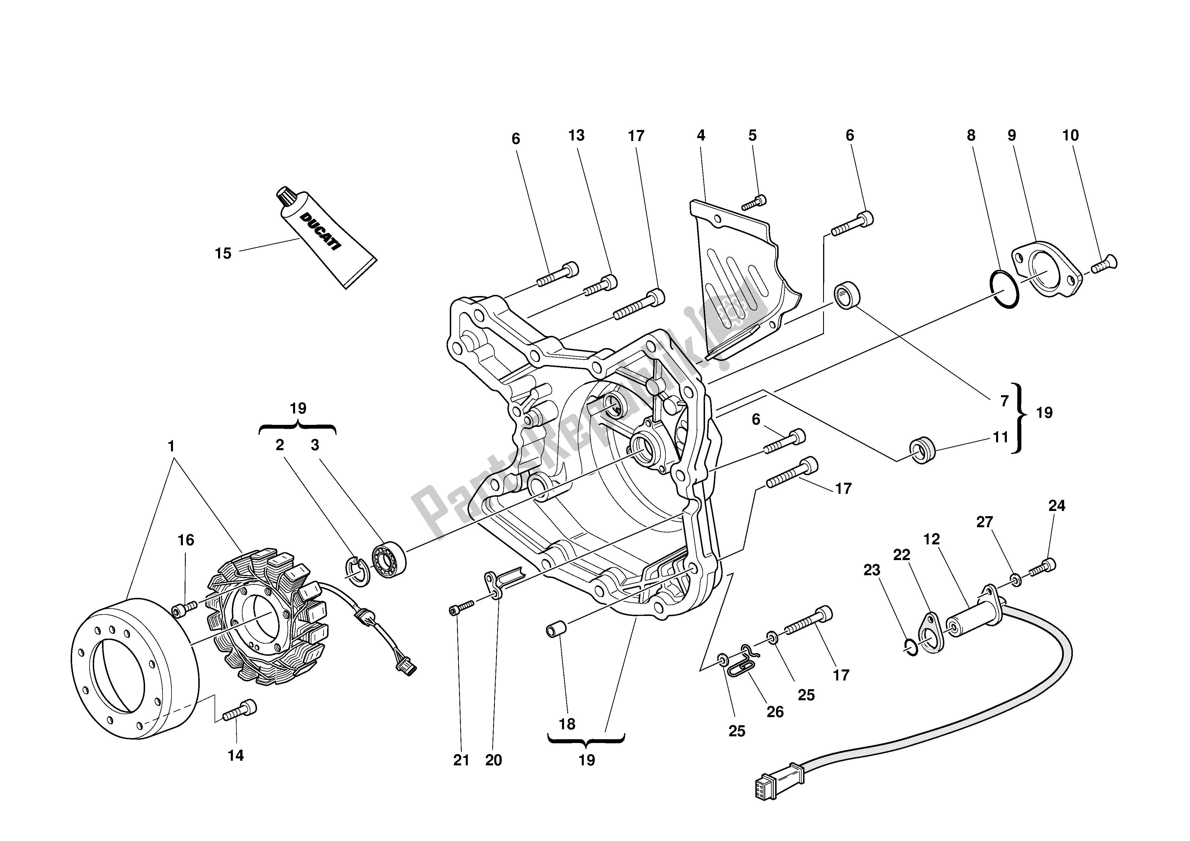 Alle onderdelen voor de Dynamodeksel van de Ducati Monster S 1000 2003