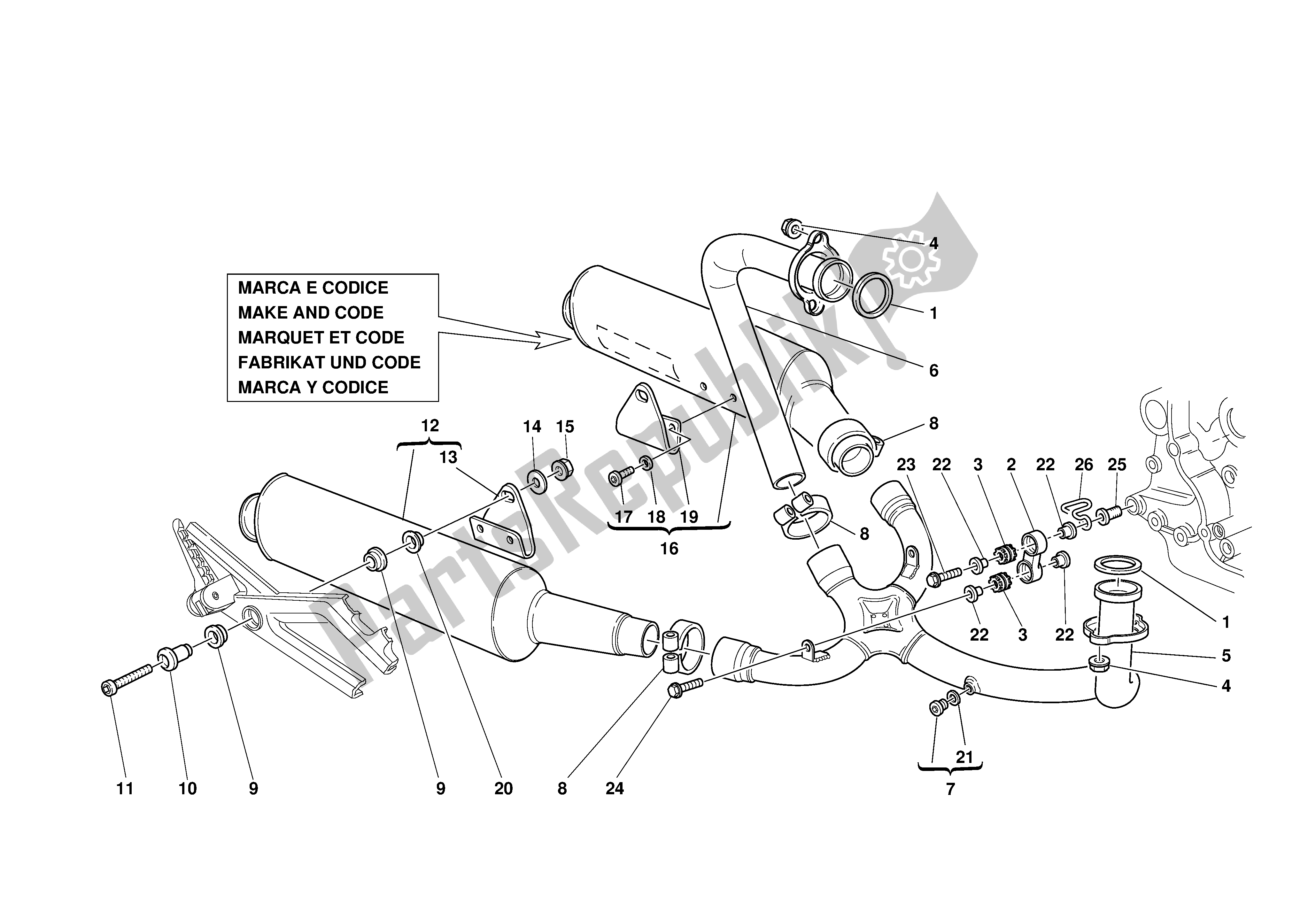 Alle onderdelen voor de Uitlaatsysteem van de Ducati Monster S 1000 2003