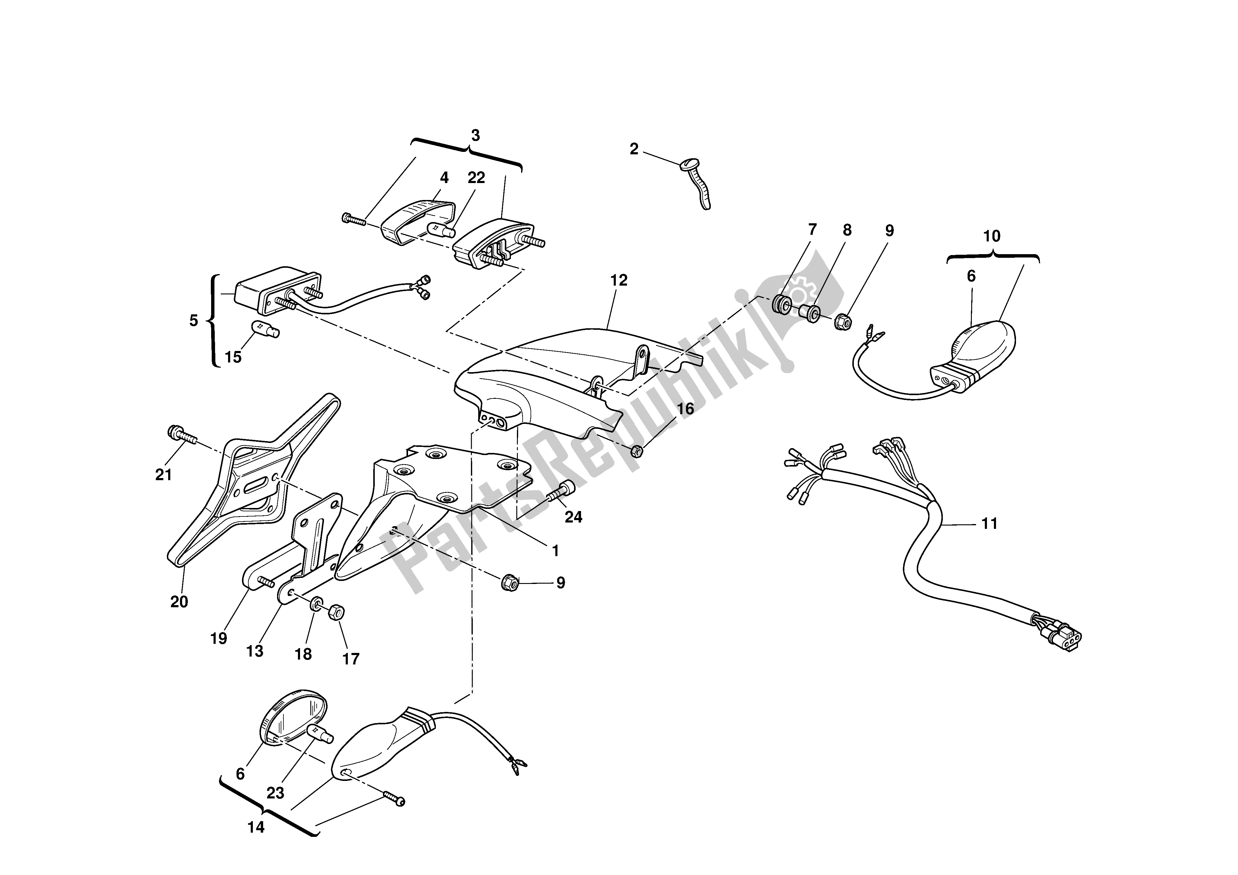 Alle onderdelen voor de Plaathouder - Achterlicht van de Ducati Monster S 1000 2003