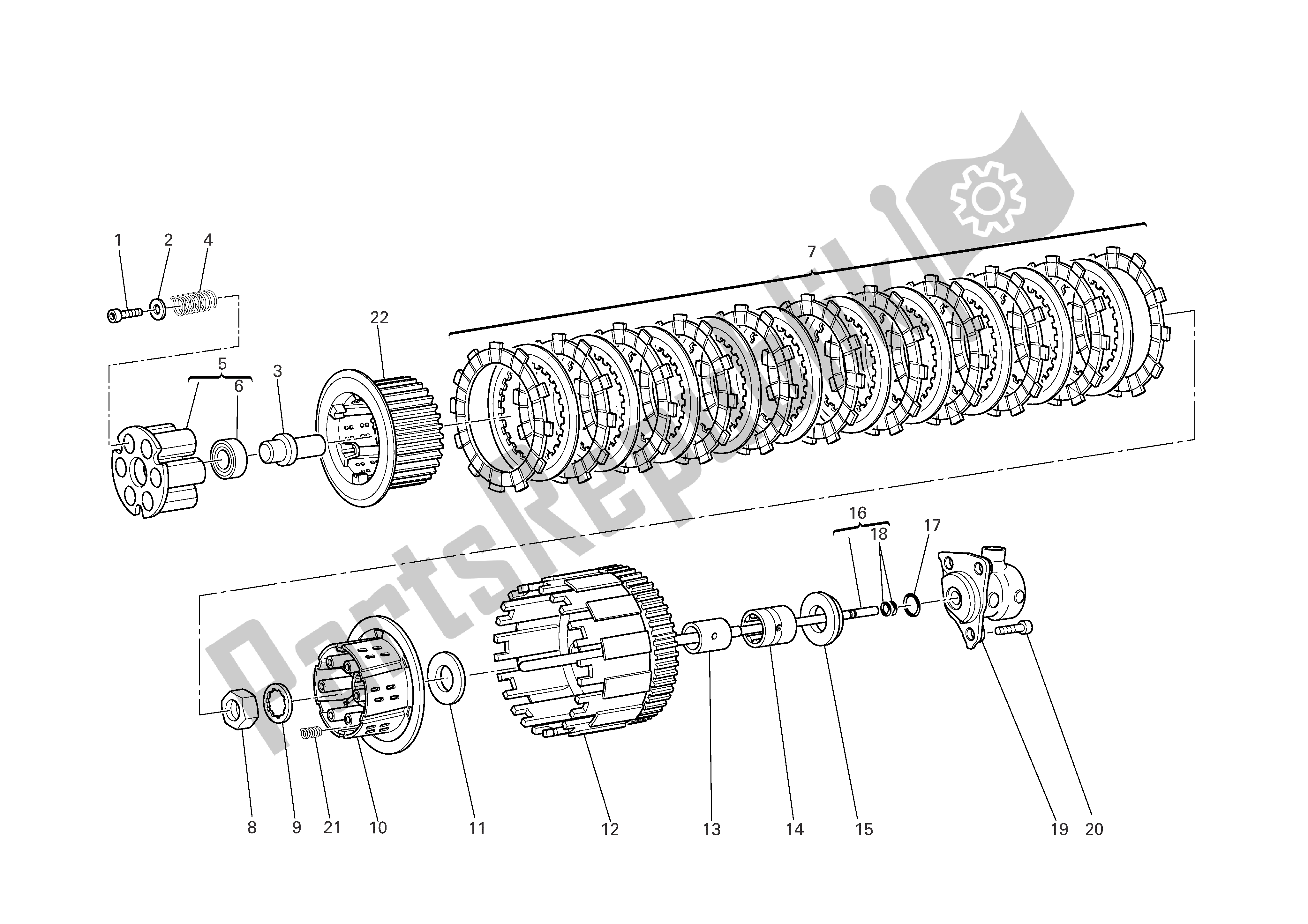 All parts for the Clutch of the Ducati Monster Dark 620 2005