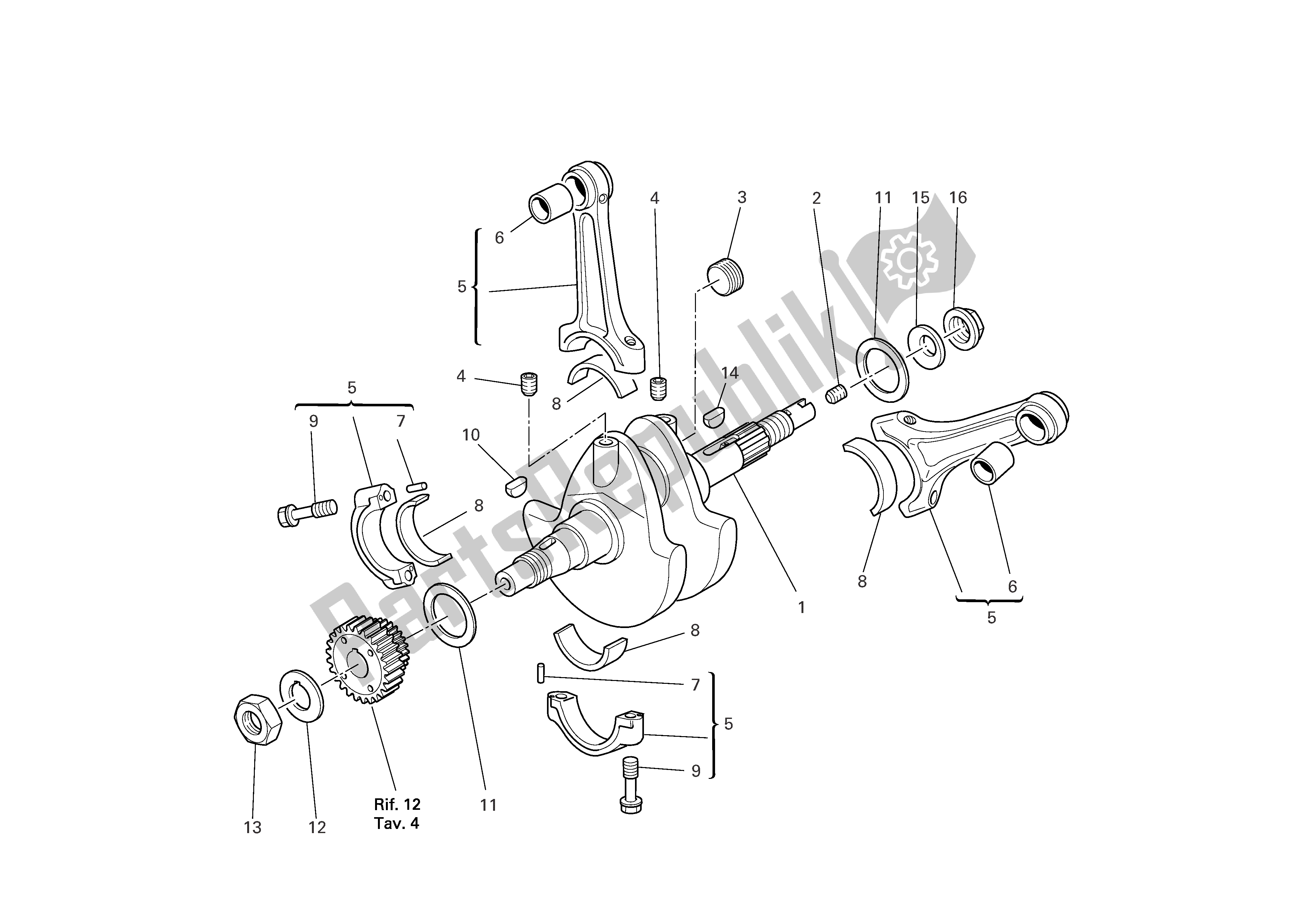 All parts for the Connecting Rods of the Ducati Monster Dark 620 2005