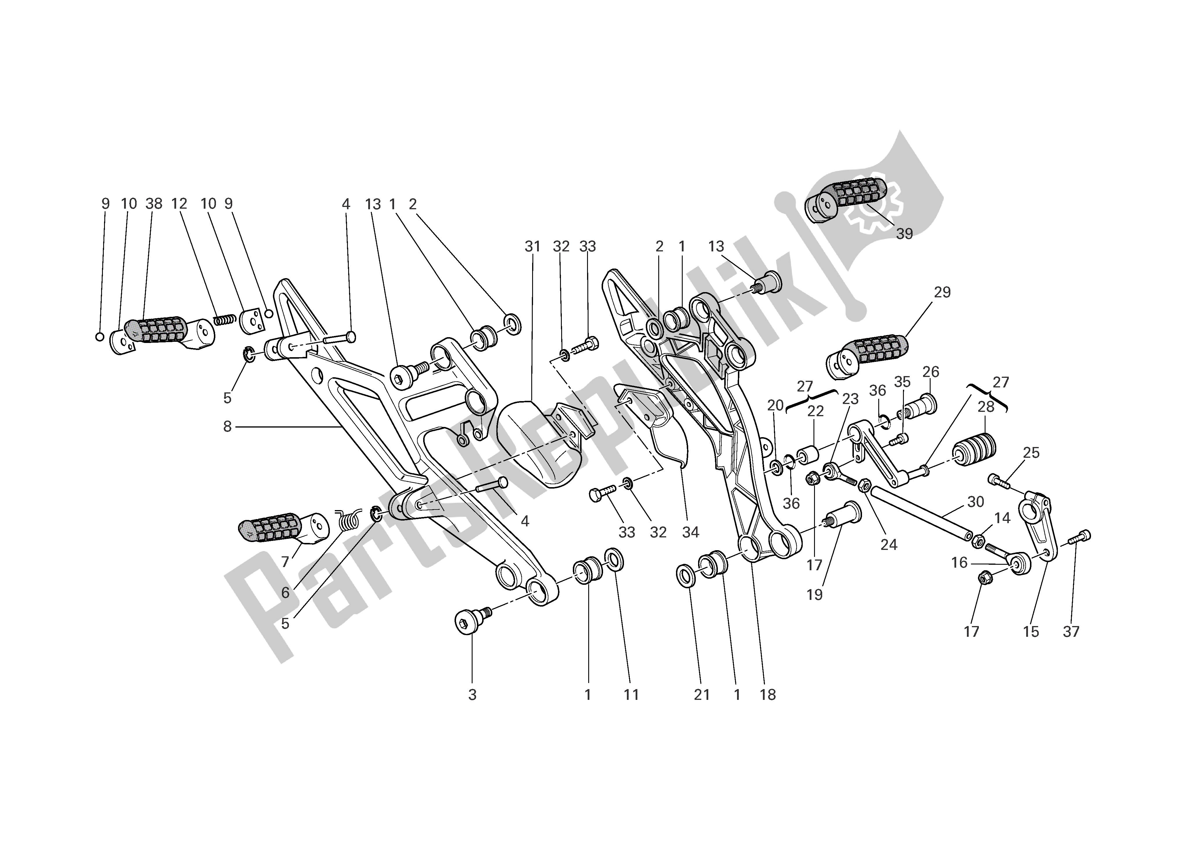 Toutes les pièces pour le Levier De Changement De Vitesse - Repose-pieds du Ducati Monster 695 2008