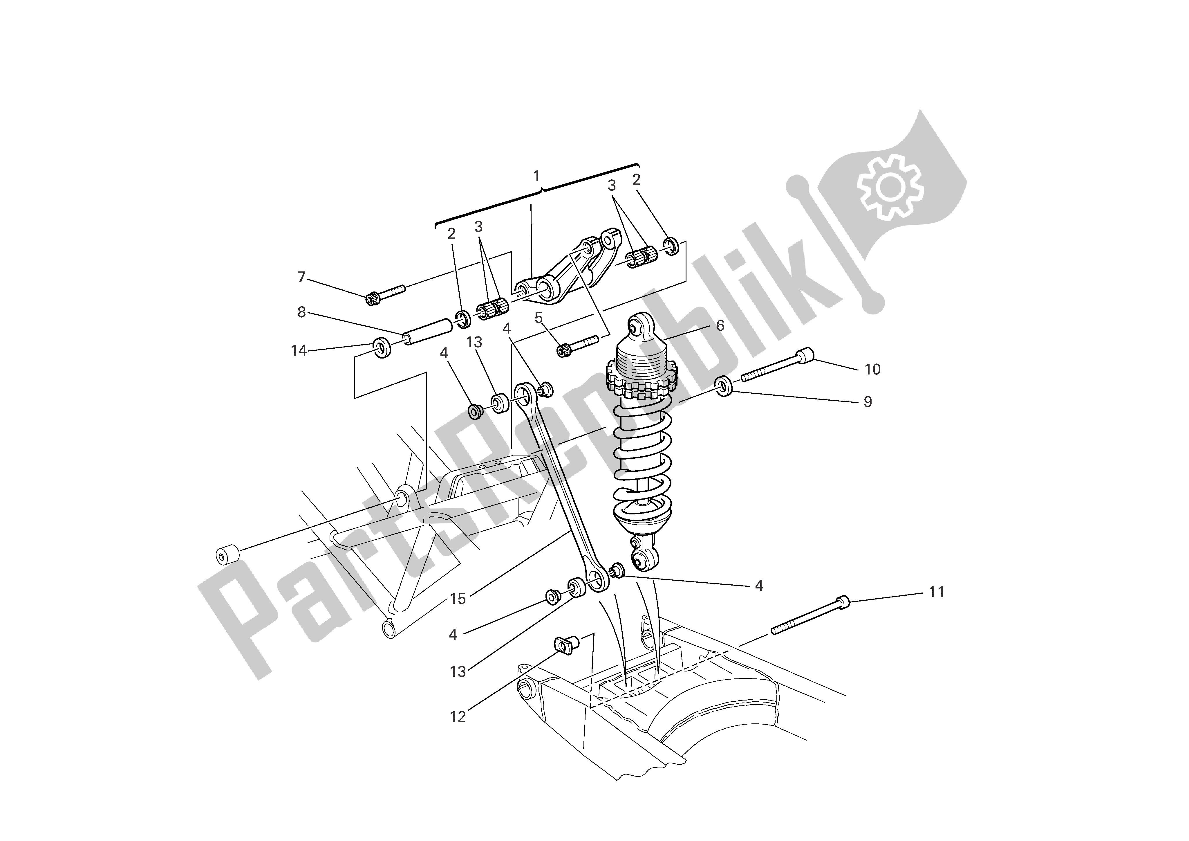 Alle onderdelen voor de Achtervering van de Ducati Monster 695 2008