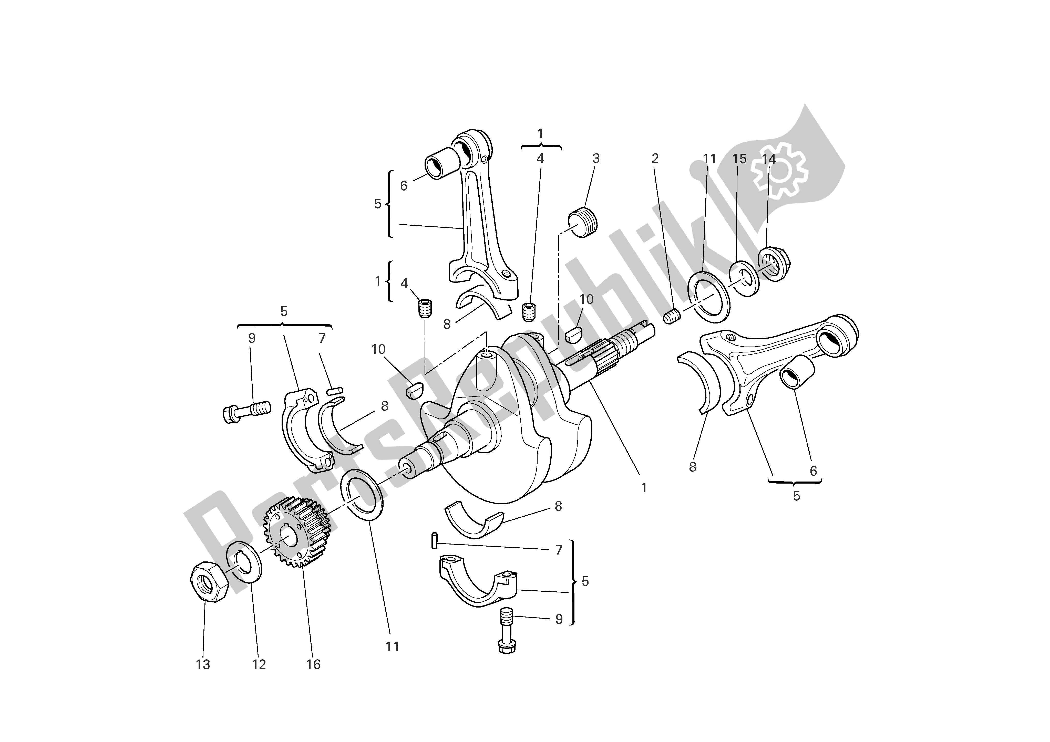 All parts for the Connecting Rods of the Ducati Monster 695 2008