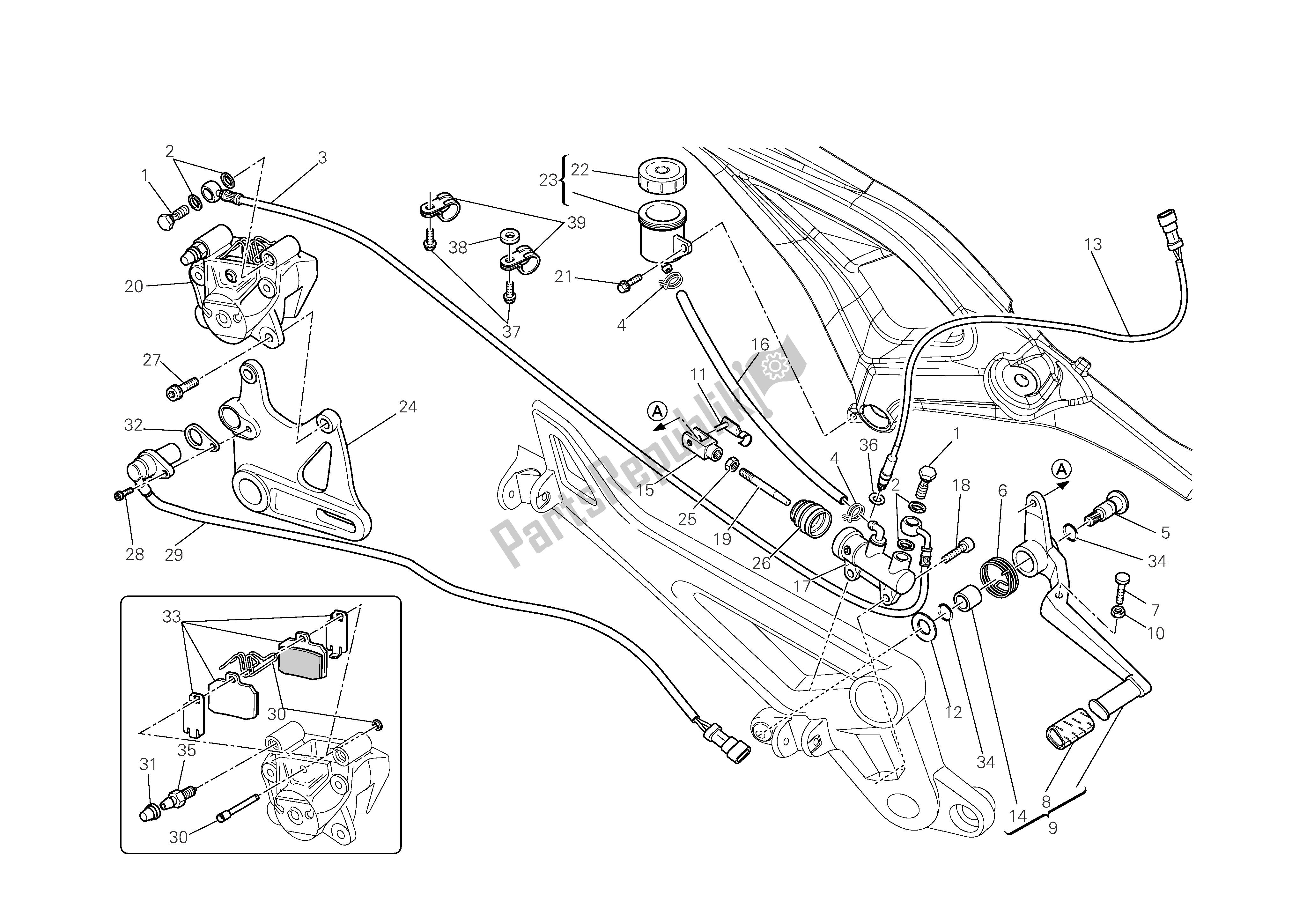 Tutte le parti per il Freno Posteriore del Ducati Monster 696 2009