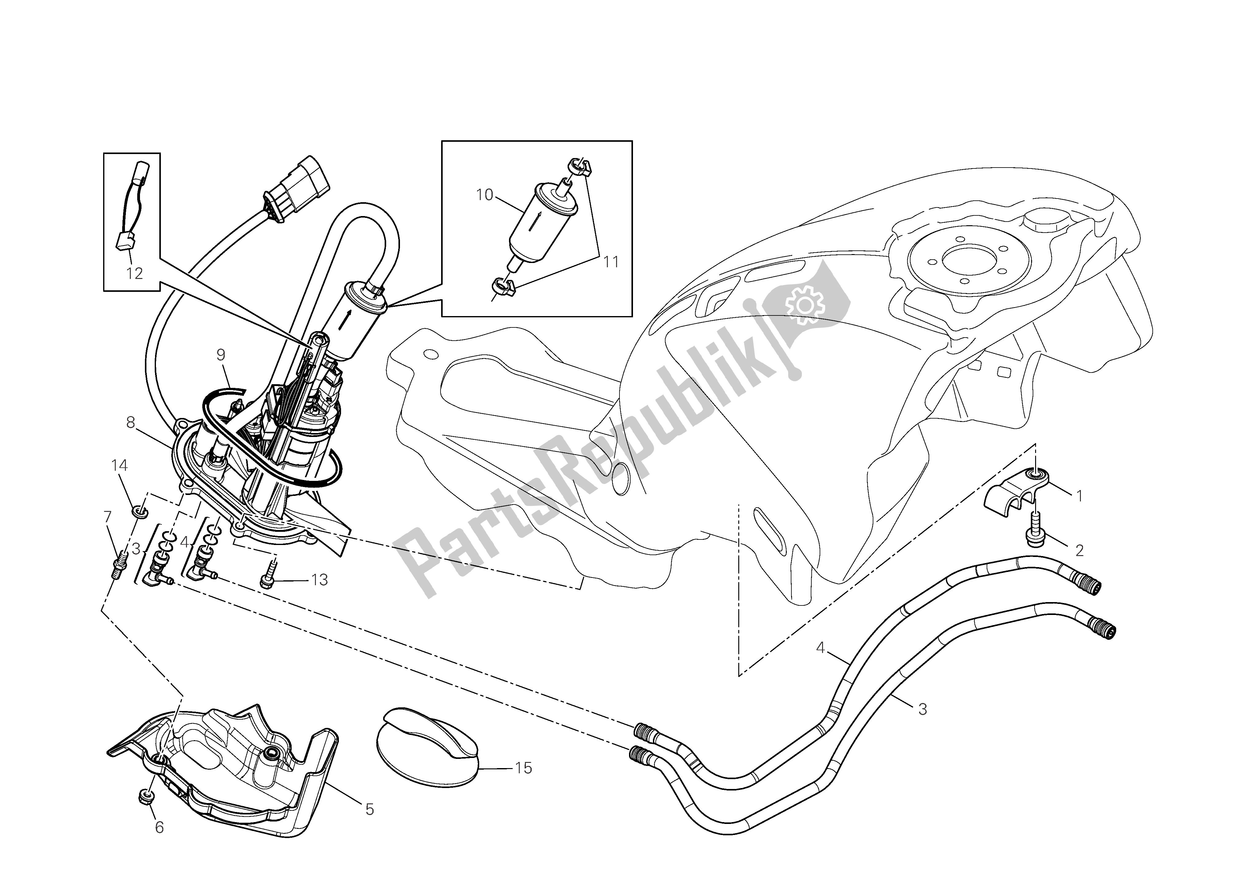 Todas as partes de Sistema De Combustível do Ducati Monster 696 2009