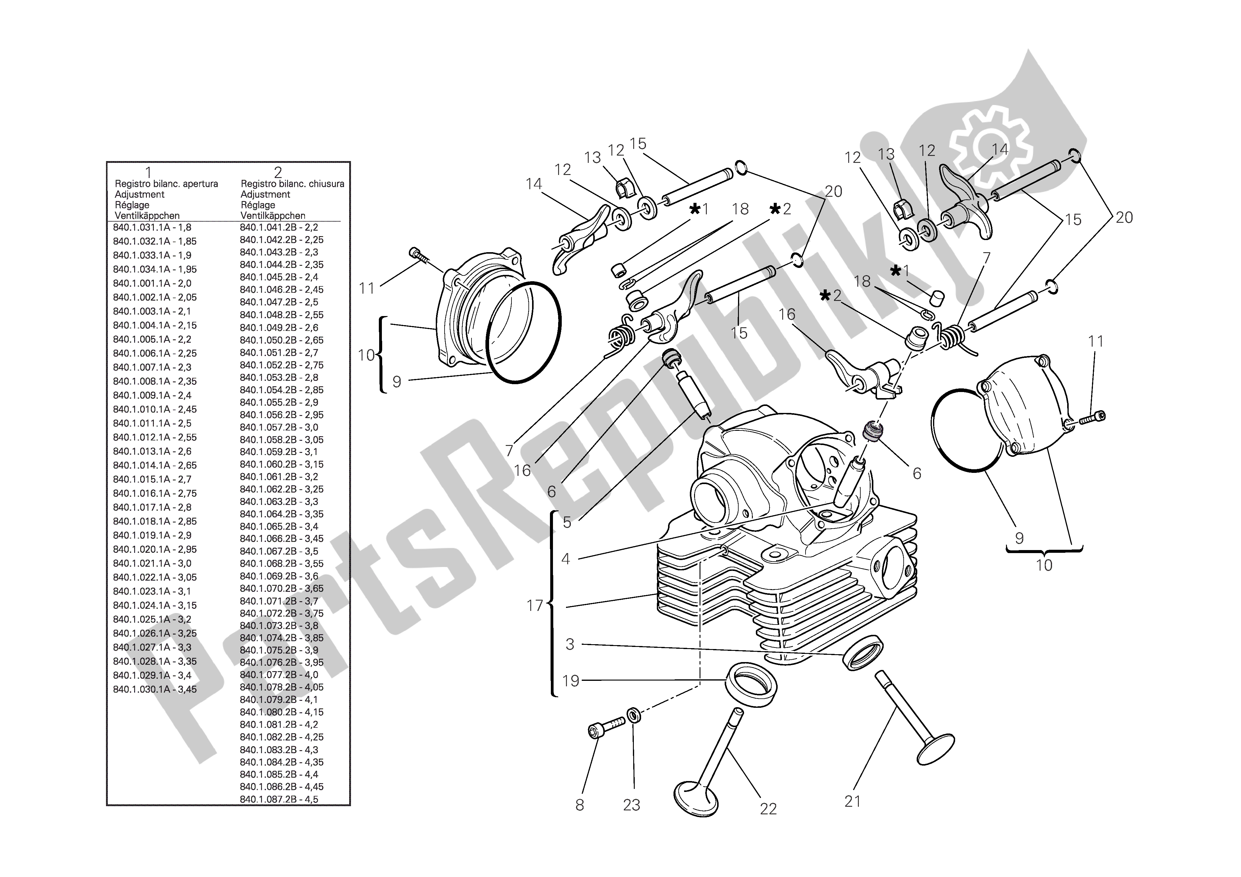 Alle onderdelen voor de Verticale Cilinderkop van de Ducati Monster 696 2009