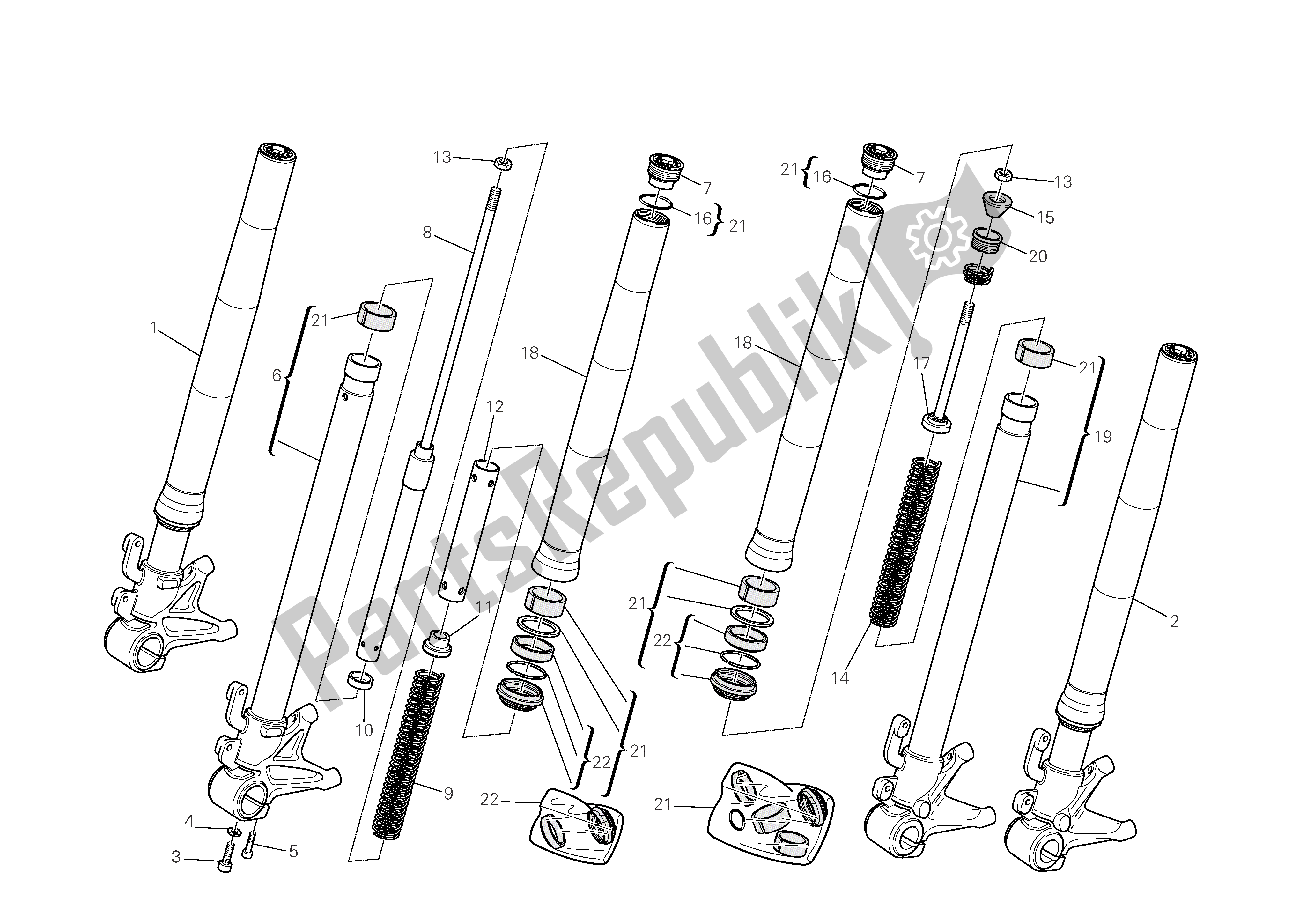 Tutte le parti per il Forcelle Anteriori del Ducati Monster 696 2009