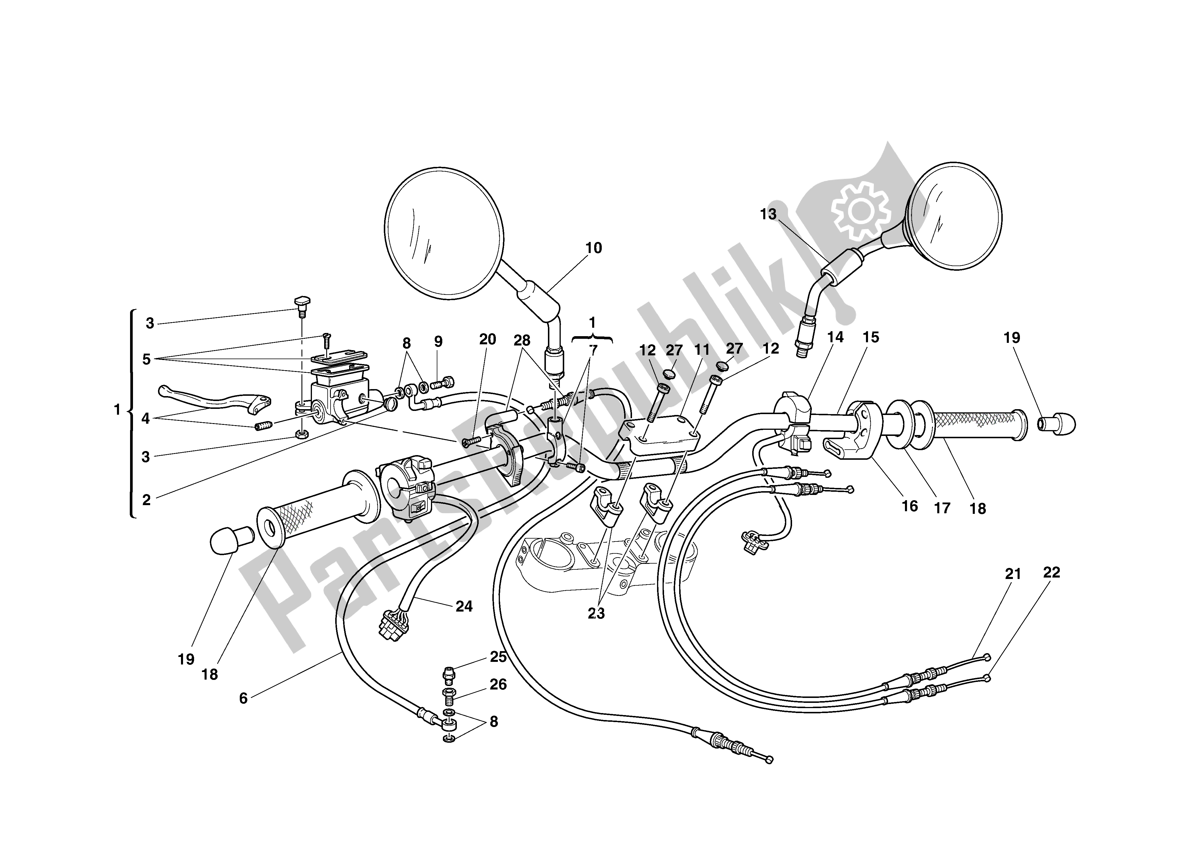 Tutte le parti per il Mezzo Manubrio del Ducati Monster 750 1996 - 2001