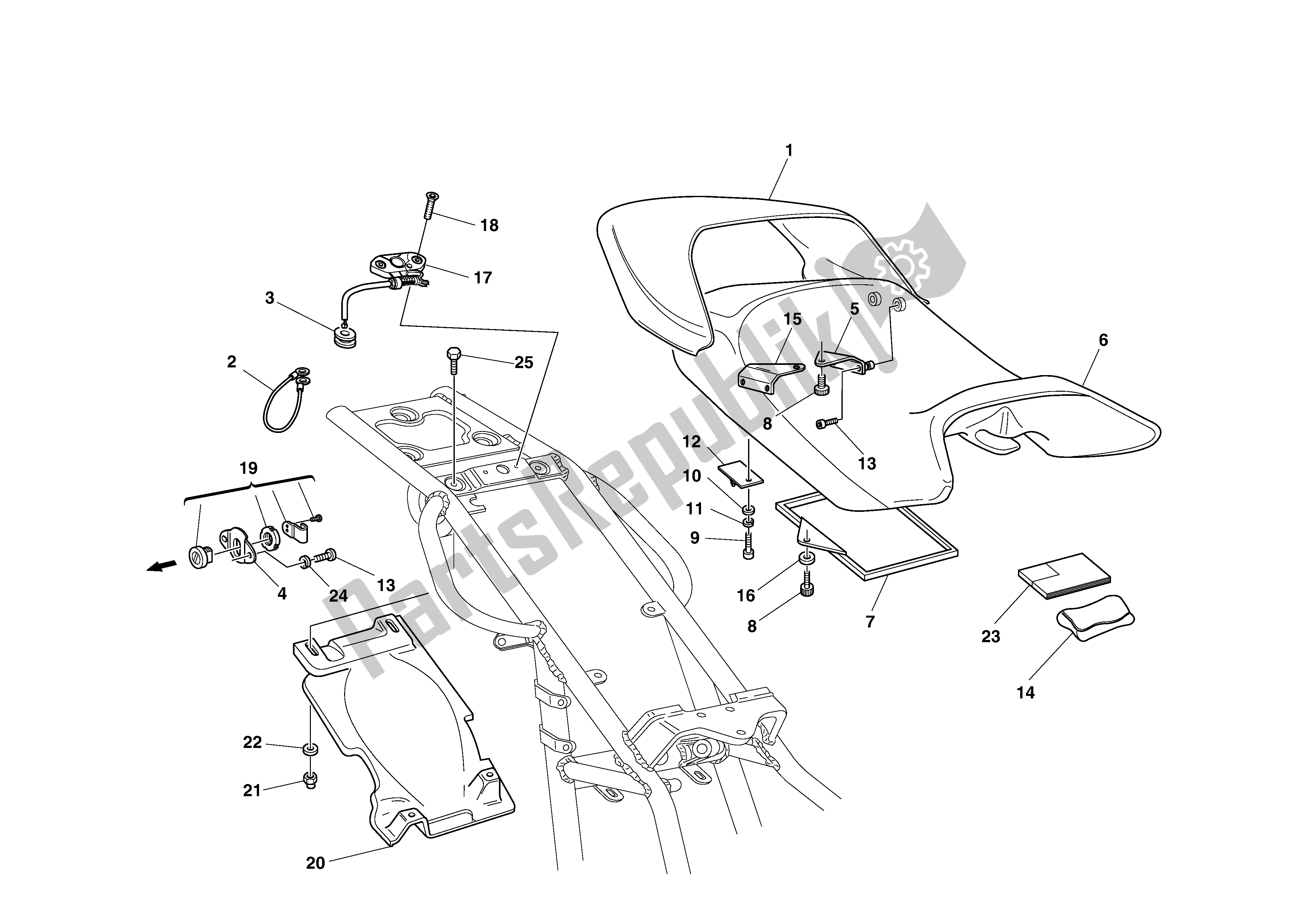 Todas las partes para Asiento de Ducati Monster 750 1996 - 2001