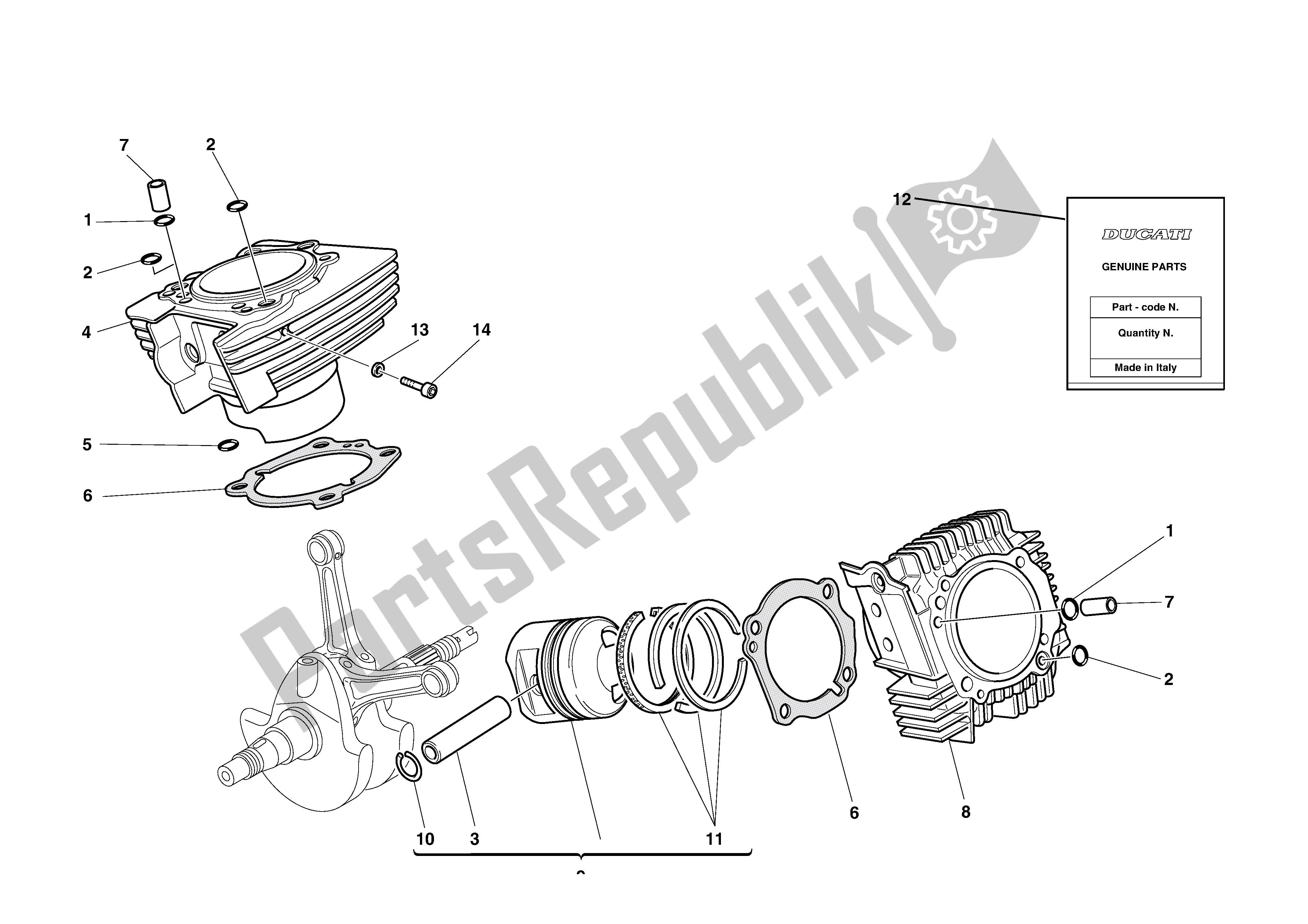 Tutte le parti per il Cilindri - Pistoni del Ducati Monster 750 1996 - 2001