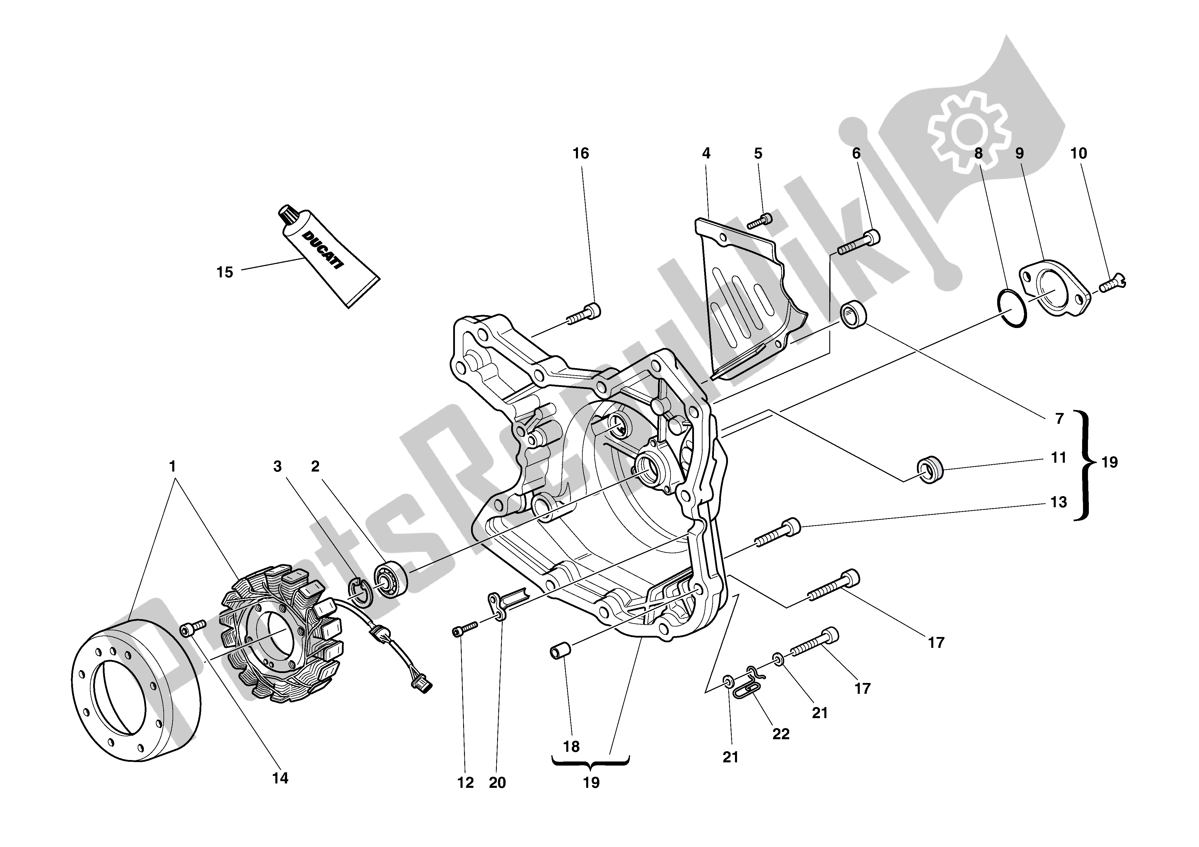 Tutte le parti per il Coperchio Alternatore del Ducati Monster 750 1996 - 2001