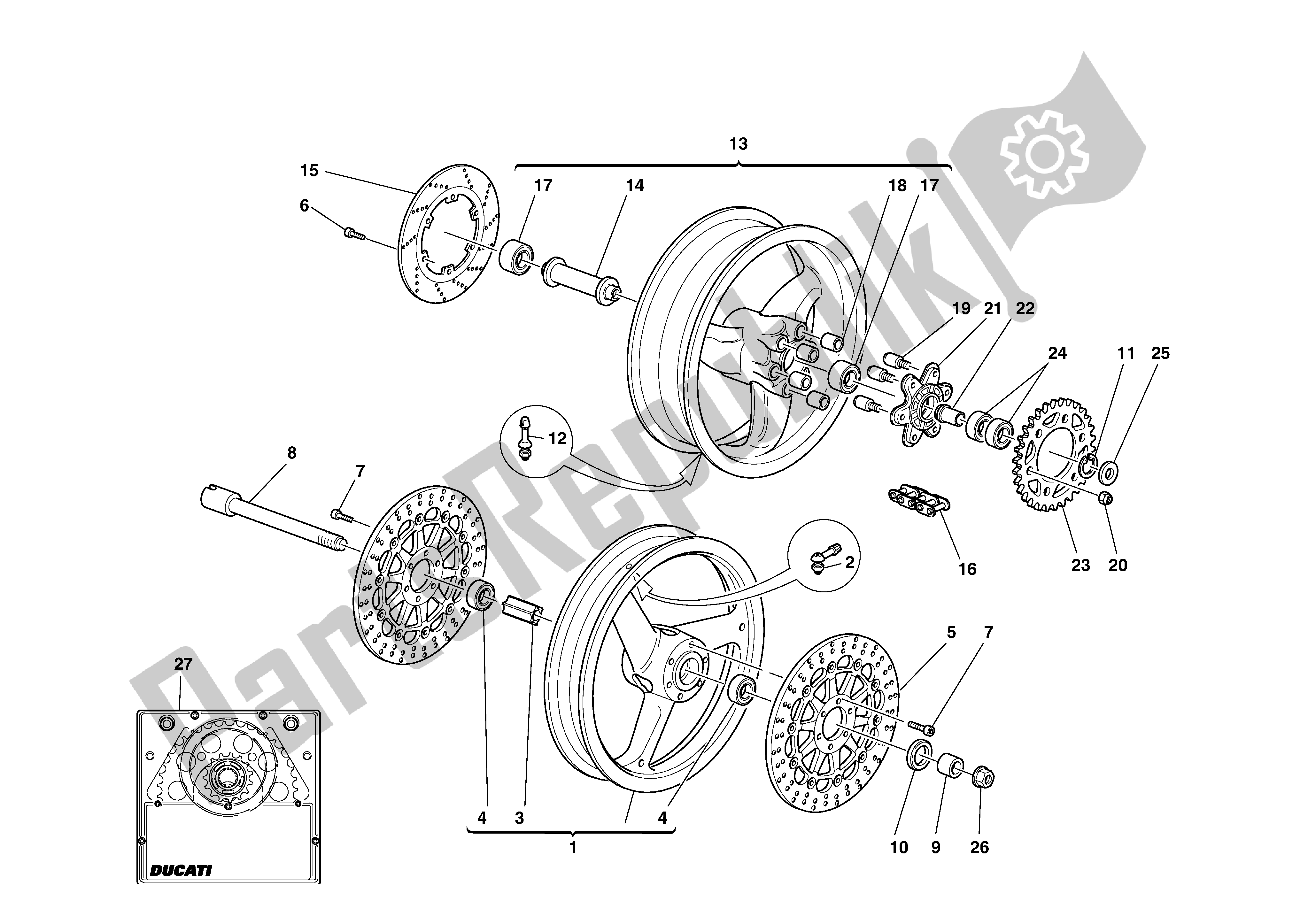 Tutte le parti per il Ruote Anteriori E Posteriori del Ducati Monster 750 2002