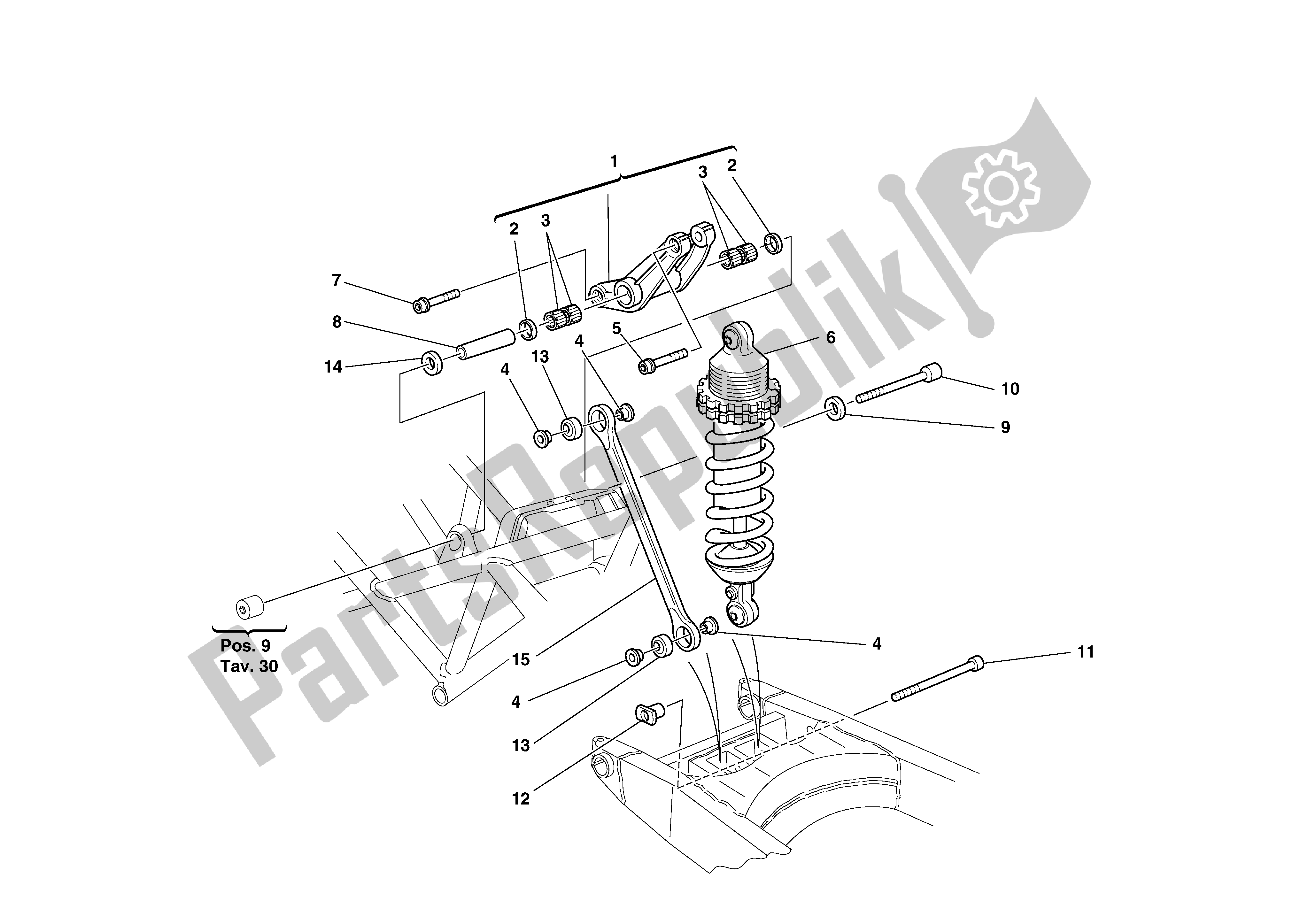 Todas las partes para Suspensión Trasera de Ducati Monster 750 2002