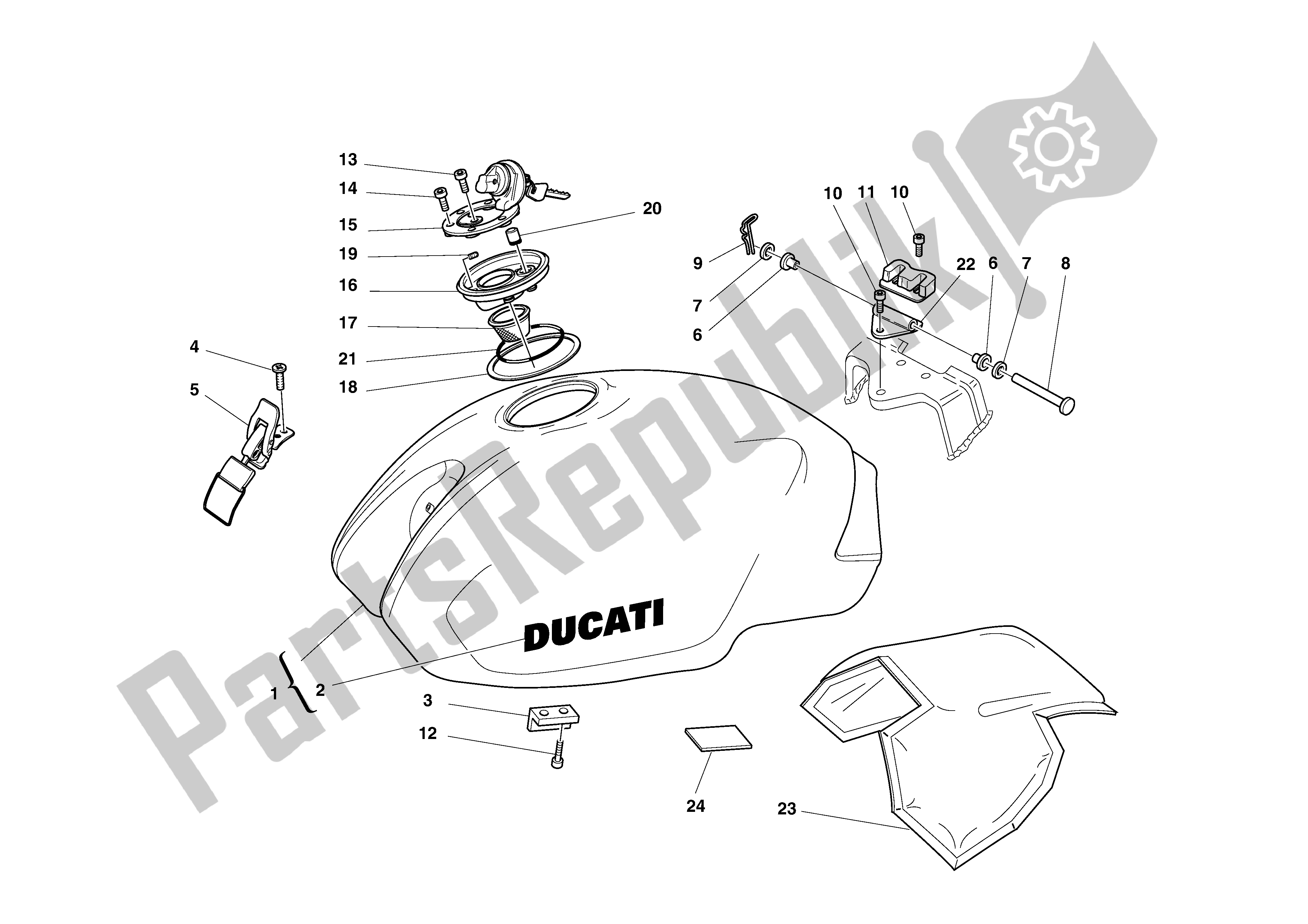 Todas las partes para Depósito De Combustible de Ducati Monster 750 2002