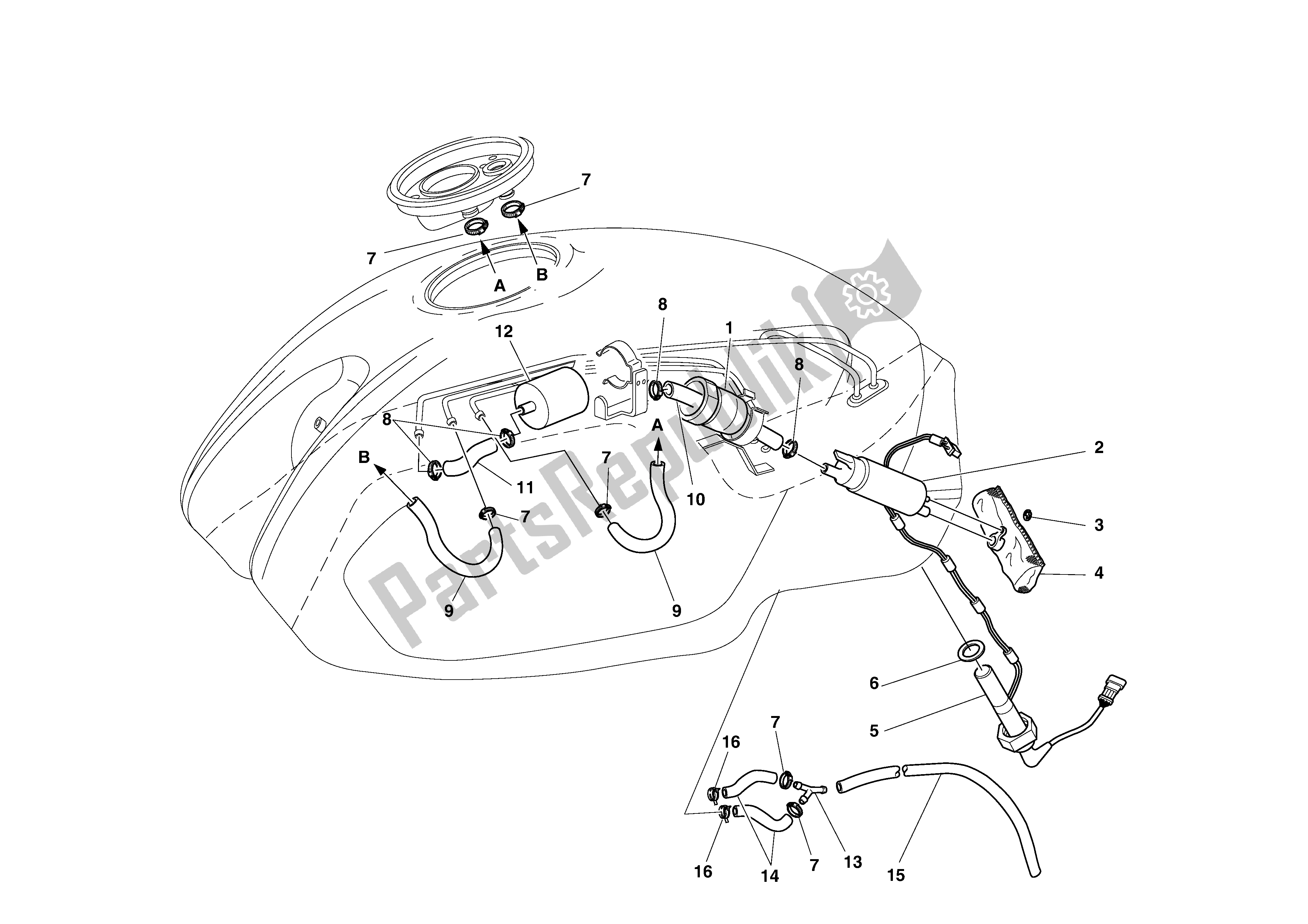 Tutte le parti per il Sistema Di Alimentazione Carburante del Ducati Monster 750 2002