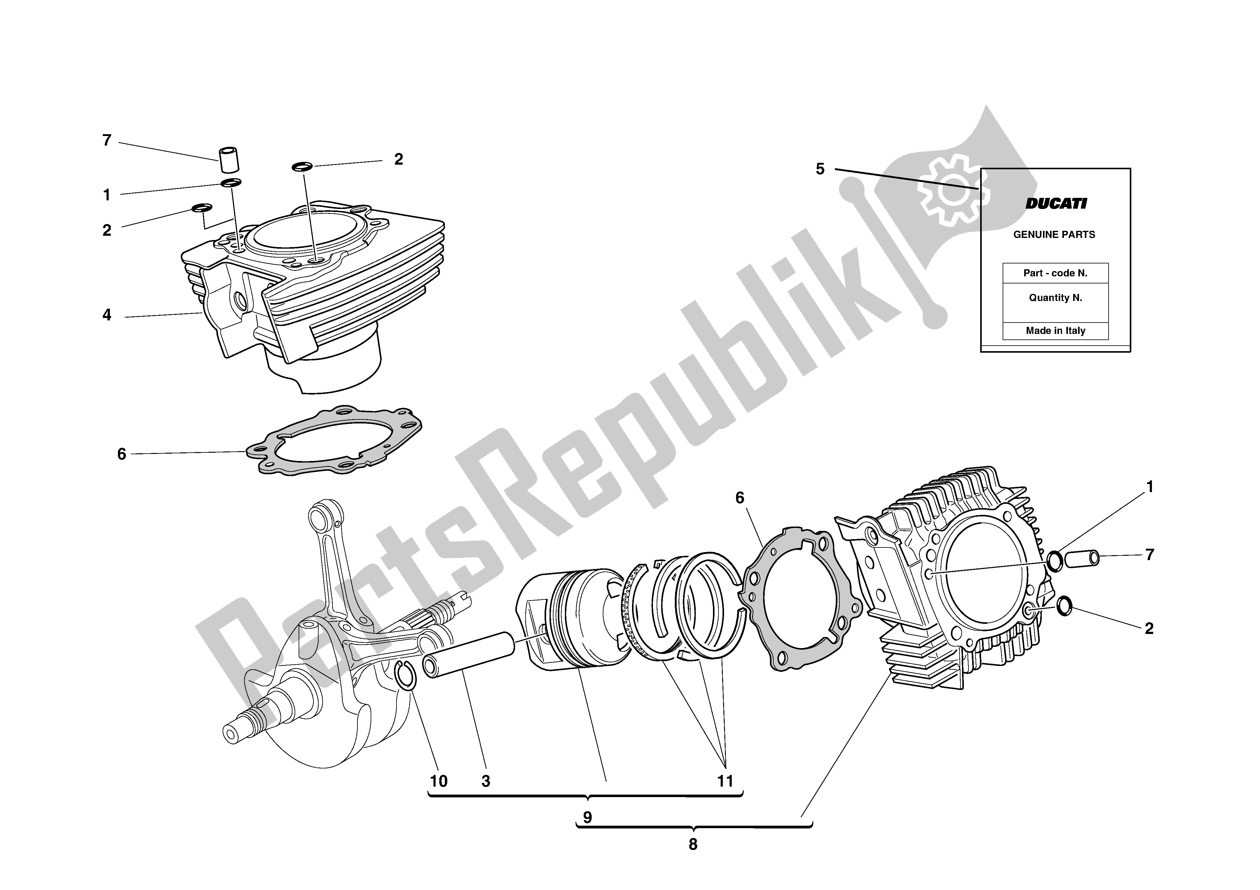 Tutte le parti per il Cilindri - Pistoni del Ducati Monster 750 2002