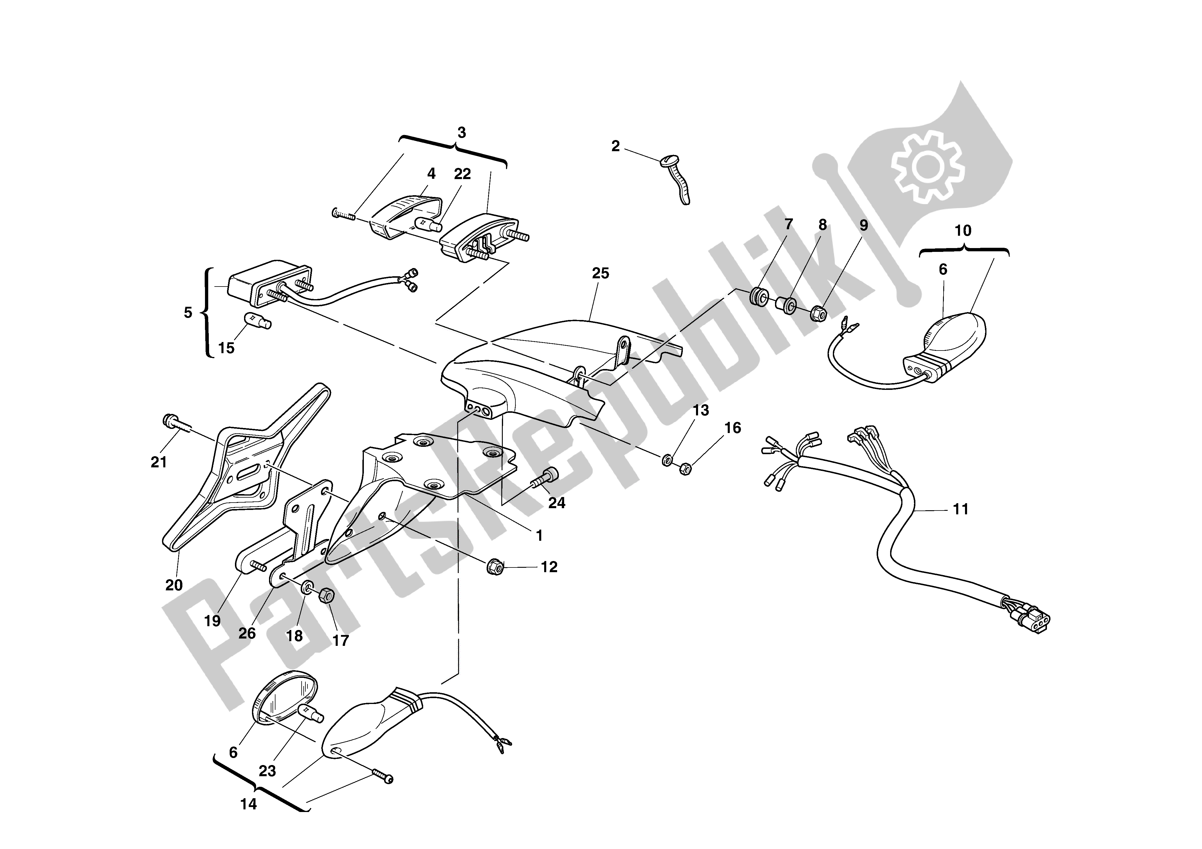 Todas las partes para Soporte De Placa - Luz Trasera de Ducati Monster 750 2002