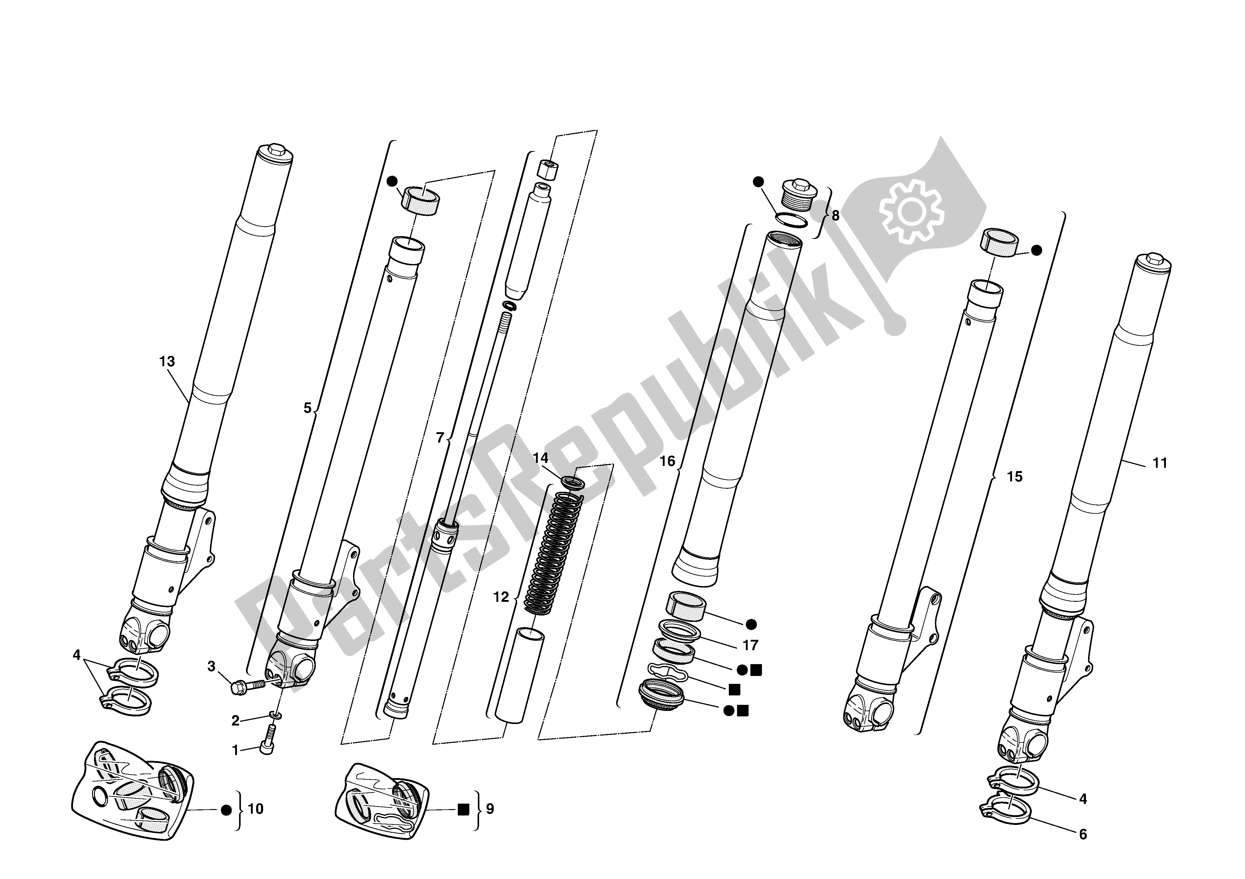 Todas las partes para Tenedor Frontal de Ducati Monster 750 2002