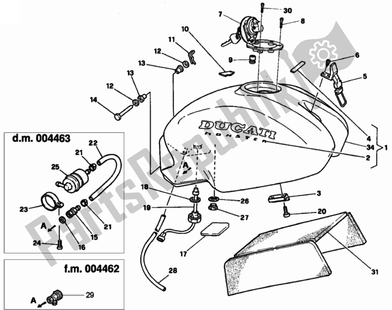 Todas las partes para Depósito De Combustible de Ducati Monster 900 1996 - 2000