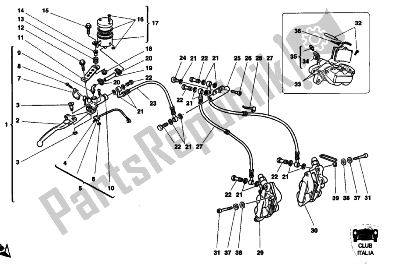 Todas las partes para Sistema De Freno Delantero Club Italia de Ducati Monster 900 1996 - 2000