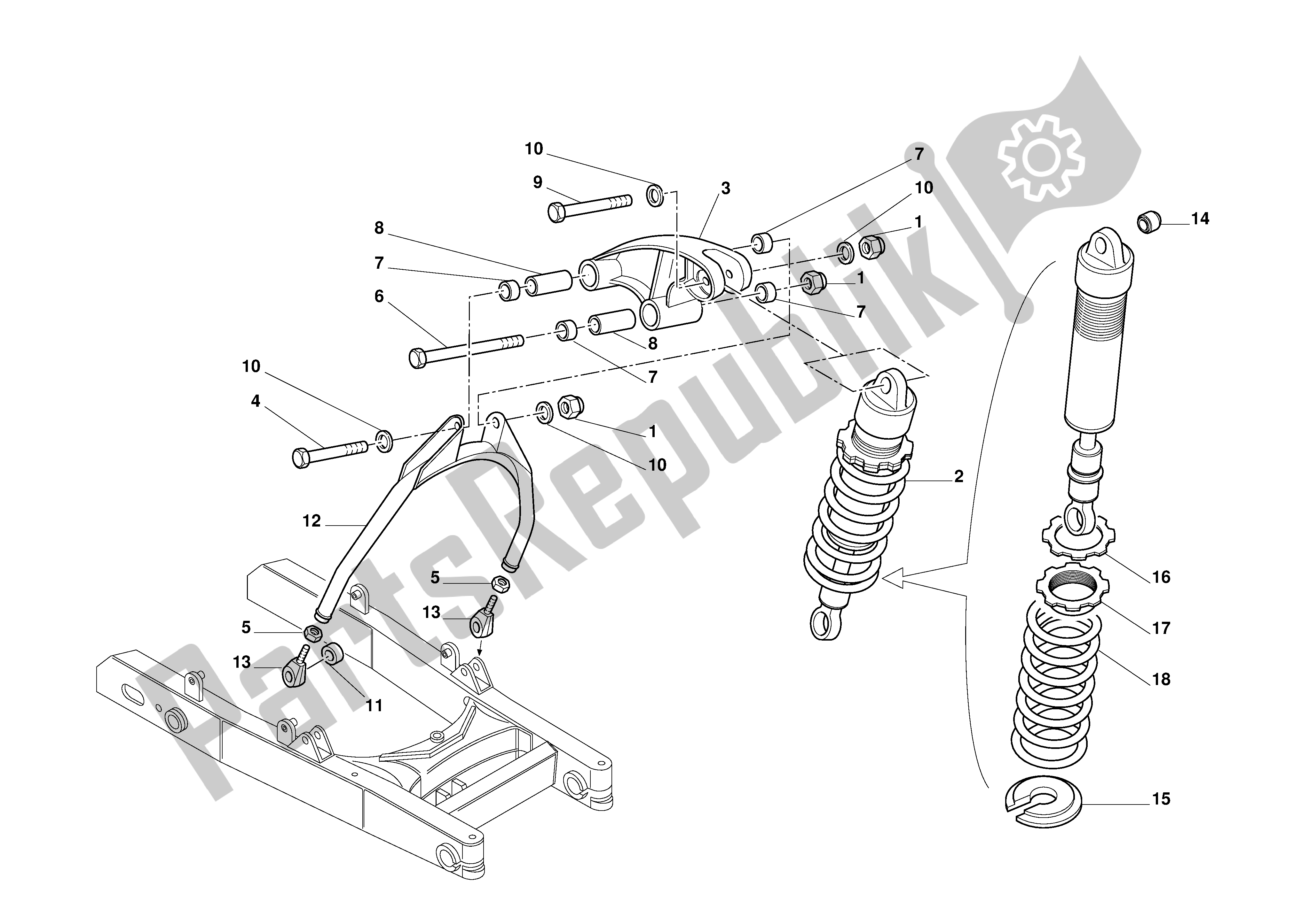 Todas las partes para Suspensión Trasera de Ducati Monster 900 2000 - 2002