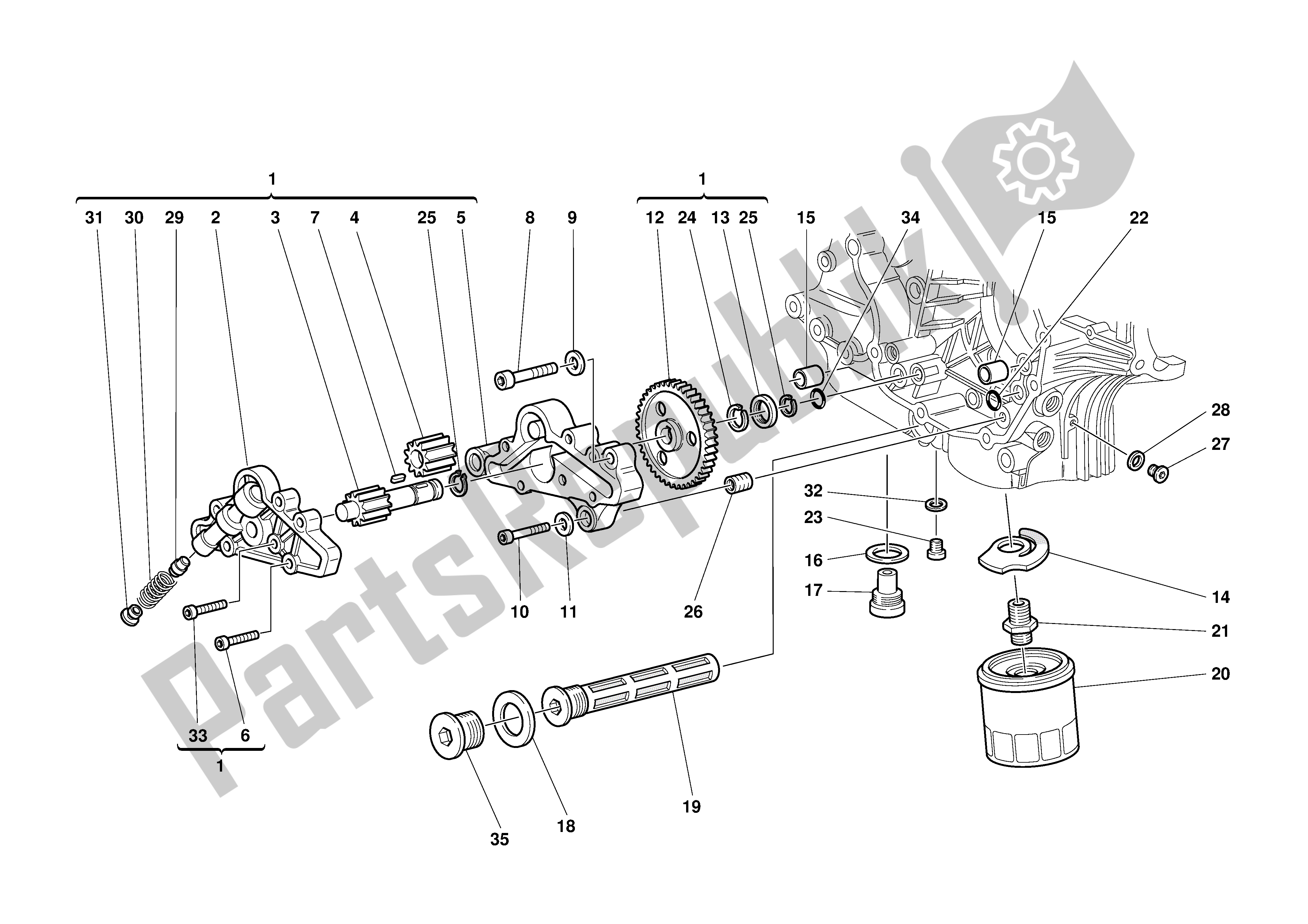 Tutte le parti per il Filtri E Pompa Dell'olio del Ducati Monster 900 2000 - 2002