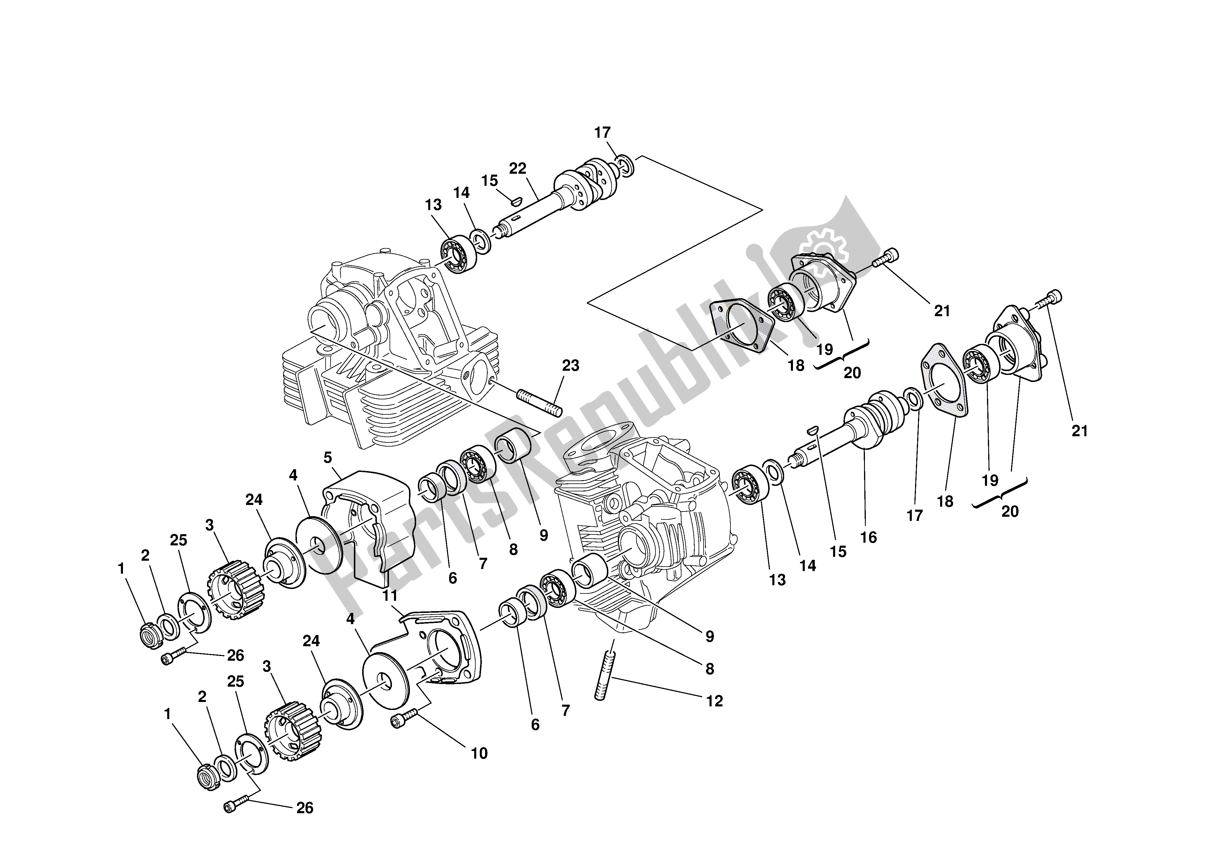 Tutte le parti per il Testa: Tempismo del Ducati Monster 900 2000 - 2002